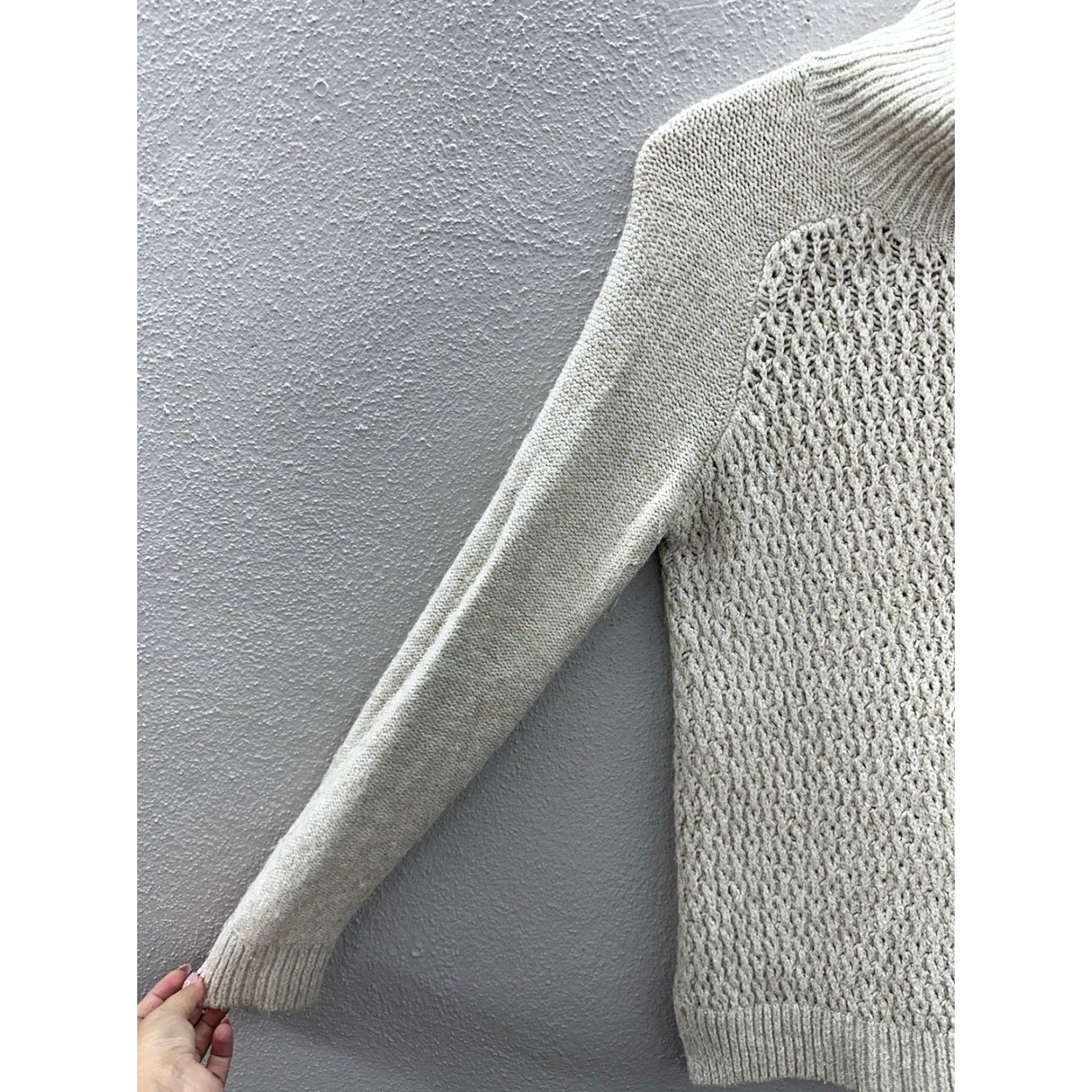 Tommy Hilfiger Tommy Hilfiger Womens Sweater Size Small Tan Open Knit 1/4 Zip Knit Open-Knit 1/4 Zip Sweater Womens Small Tan Brown Regular Fit Pullover Size S / US 4 / IT 40 - 3 Thumbnail