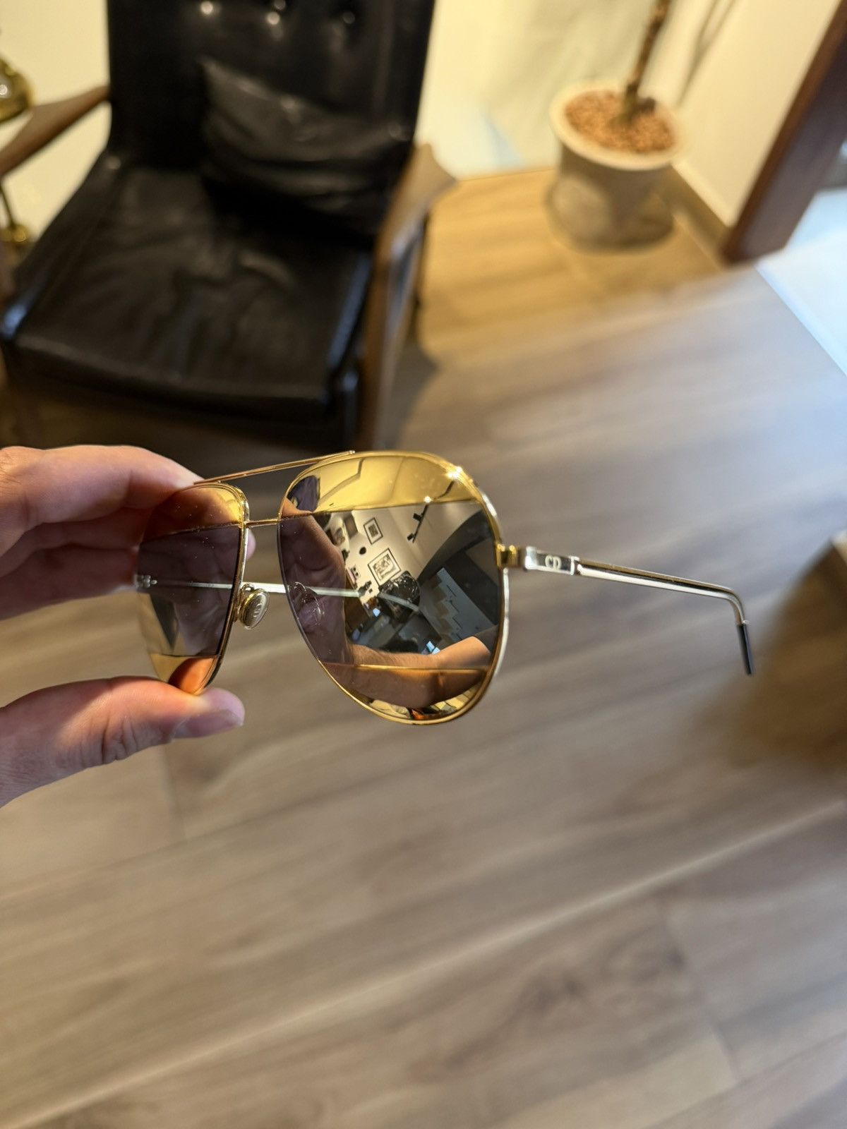 Dior Dior DiorSplit1 Aviator Sunglasses - Gold / Gold Mirror Size ONE SIZE - 7 Thumbnail