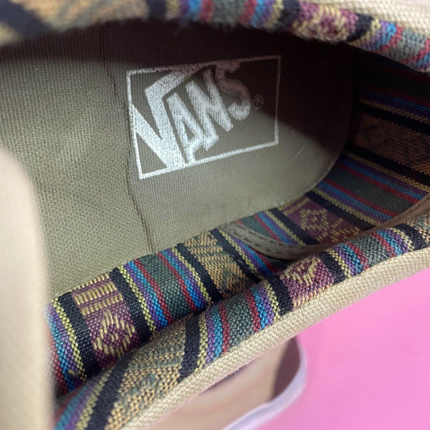 Vans VANS Era 59 C&L Canvas Khaki Tan Aztec Multicolor Stripe Lining US Mens 10.5 Size US 11 / EU 44 - 3 Thumbnail