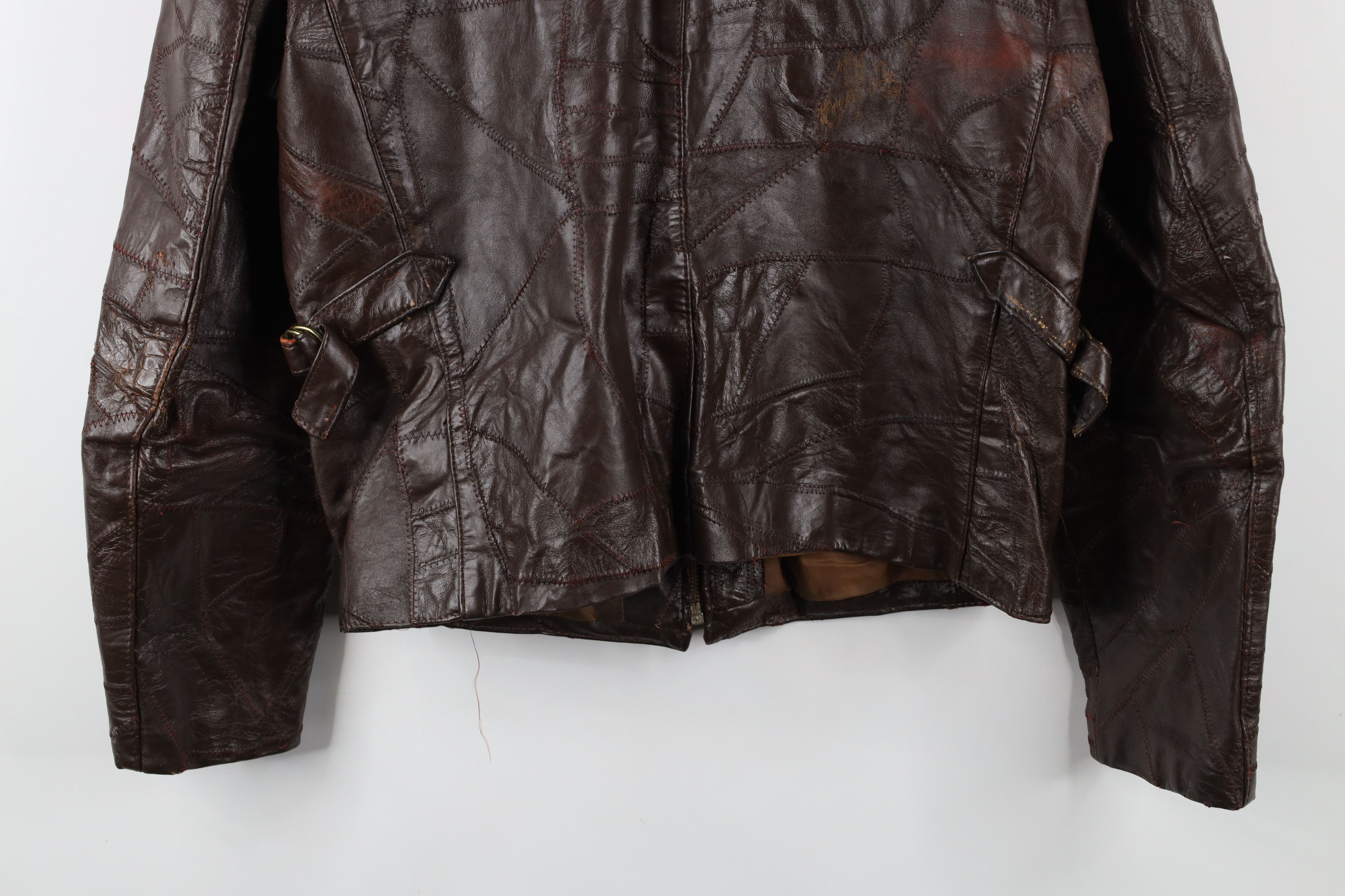 Vintage Vintage 60s 70s Streetwear Side Buckle Leather Jacket Brown Size US L / EU 52-54 / 3 - 17 Thumbnail