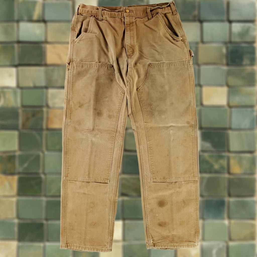 Carhartt VINTAGE Carhartt Pants Carpenter Mens 36x32 Brown Distressed 80s 90s Double Knee Brown Size US 36 / EU 52 - 1 Thumbnail