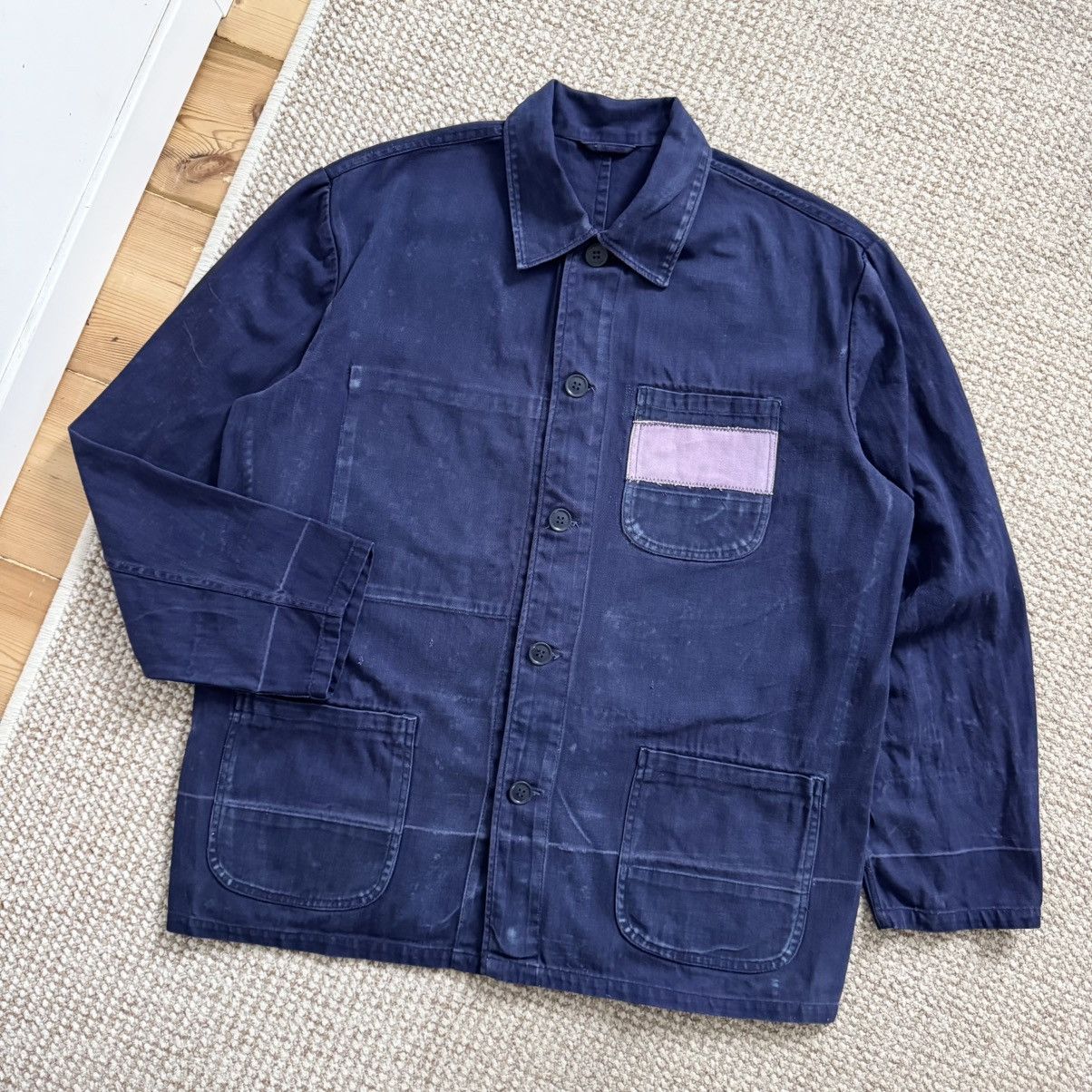 French vintage herringbone faded works chore jacket