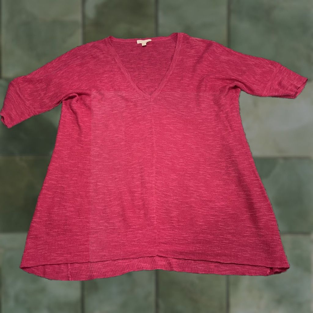 Eileen Fisher Eileen Fisher Top Pink Size Small Petite Knit Organic Linen Cotton Sweater Tunic Size S / US 4 / IT 40 - 1 Thumbnail