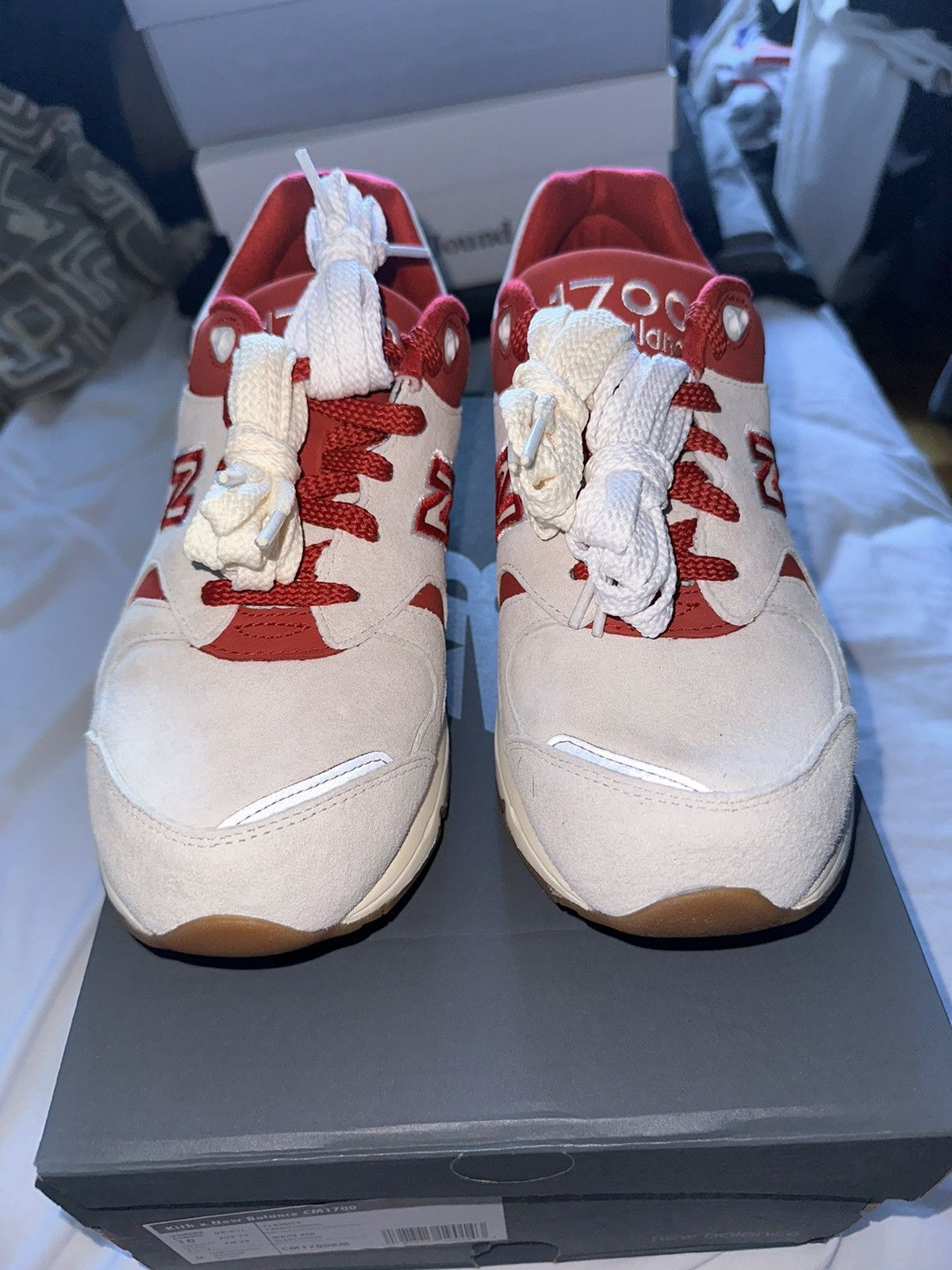 image of Kith Toronto Exclusive New Balance 1700 Shoes in Cream/Red, Men's (Size 10)