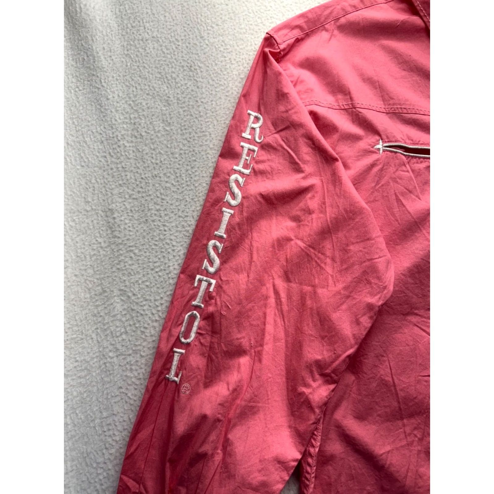 Pinko Resistol Mens Western Shirt Pink Embroidered Logo Long Sleeve Button-Down 3XL, Cotton, Solid, Western, Men, Pre-Owned Fair Size US XXL / EU 58 / 5 - 4 Thumbnail