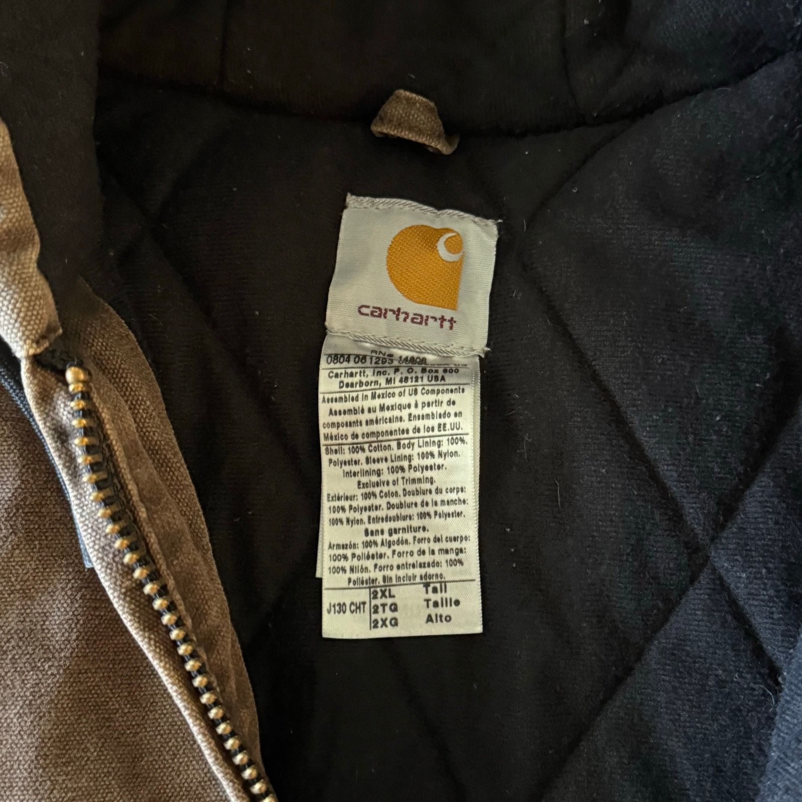 Carhartt Vintage Carhartt J130 CHT Brown Hooded Workwear Jacket 2XL Size US XXL / EU 58 / 5 - 3 Thumbnail
