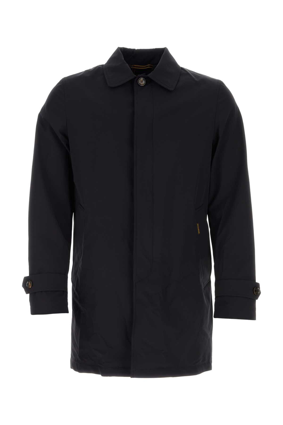 image of Moorer Midnight Blue Nylon Vittor Overcoat, Men's (Size Large)