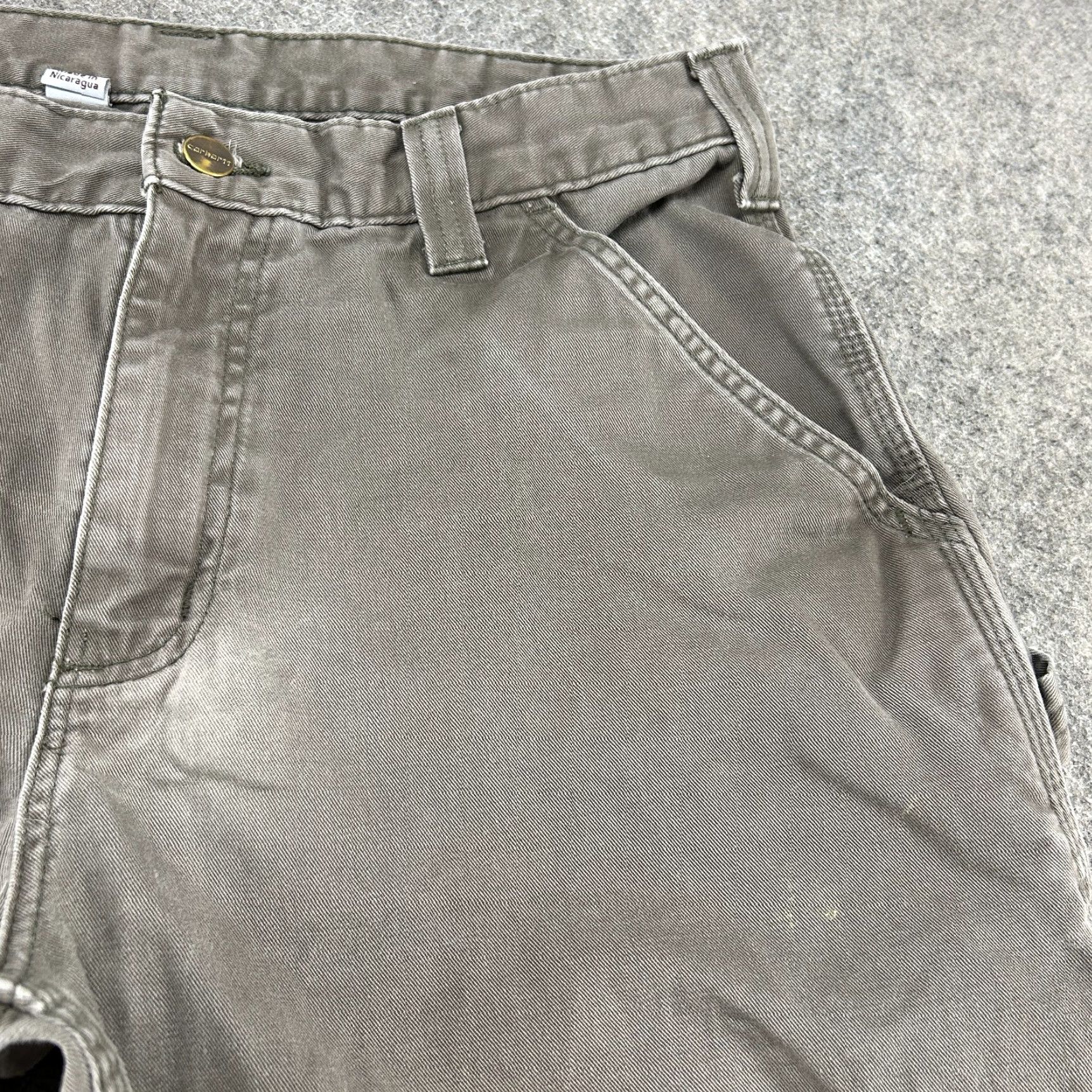 Carhartt Carhartt Pants Mens 33x30 Brown Carpenter Relaxed Fit Canvas B324 DFE Distressed Size US 33 - 4 Thumbnail