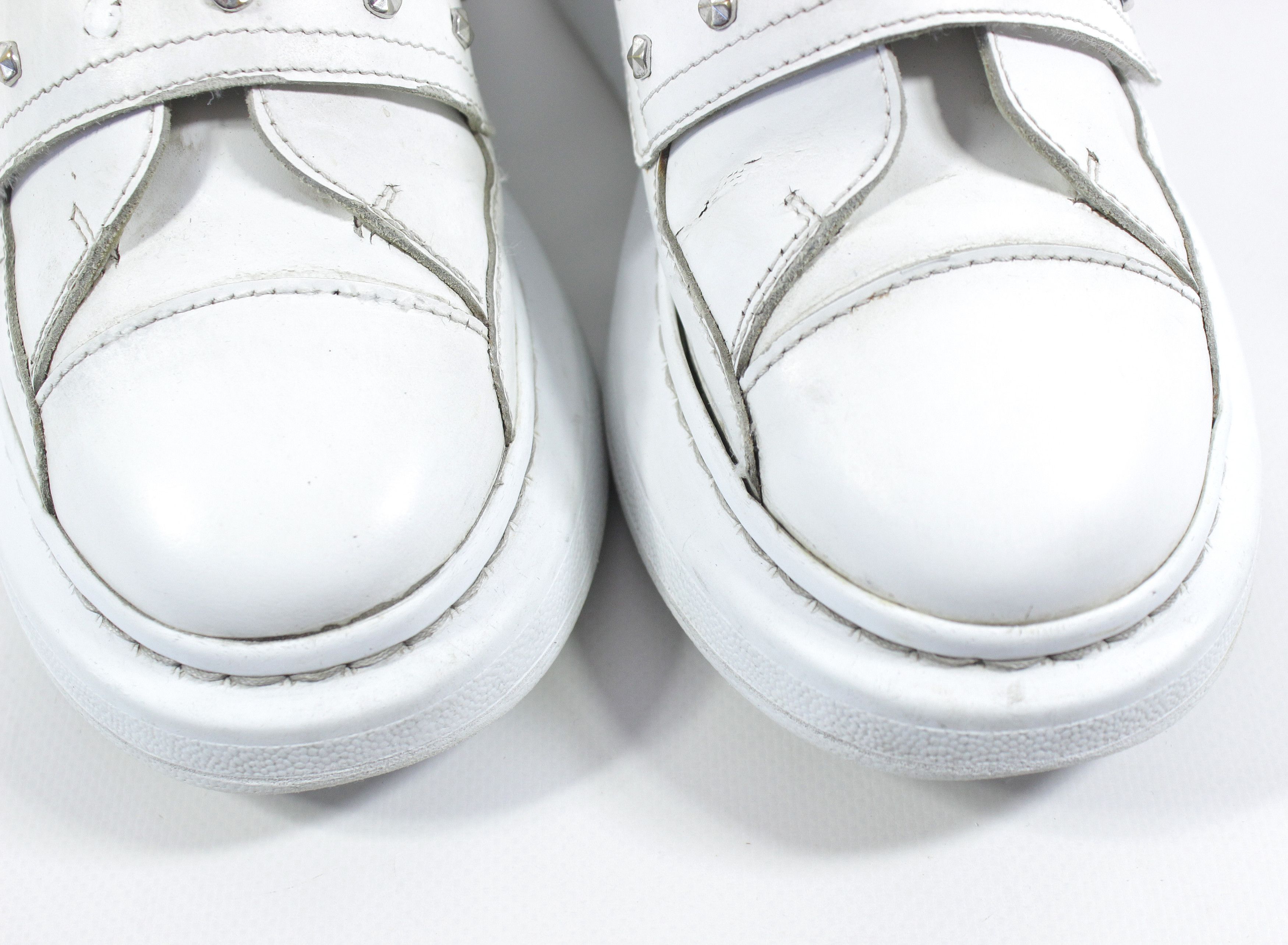 Alexander McQueen Closed Distressed Leather Oversize Sneakers Size US 6.5 / IT 36.5 - 4 Thumbnail