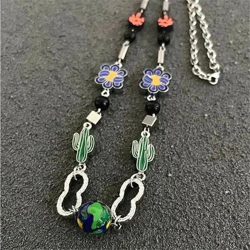 Other Earth Cactus Horseshoe Flower Black Beaded Long Necklace Size ONE SIZE - 1 Thumbnail