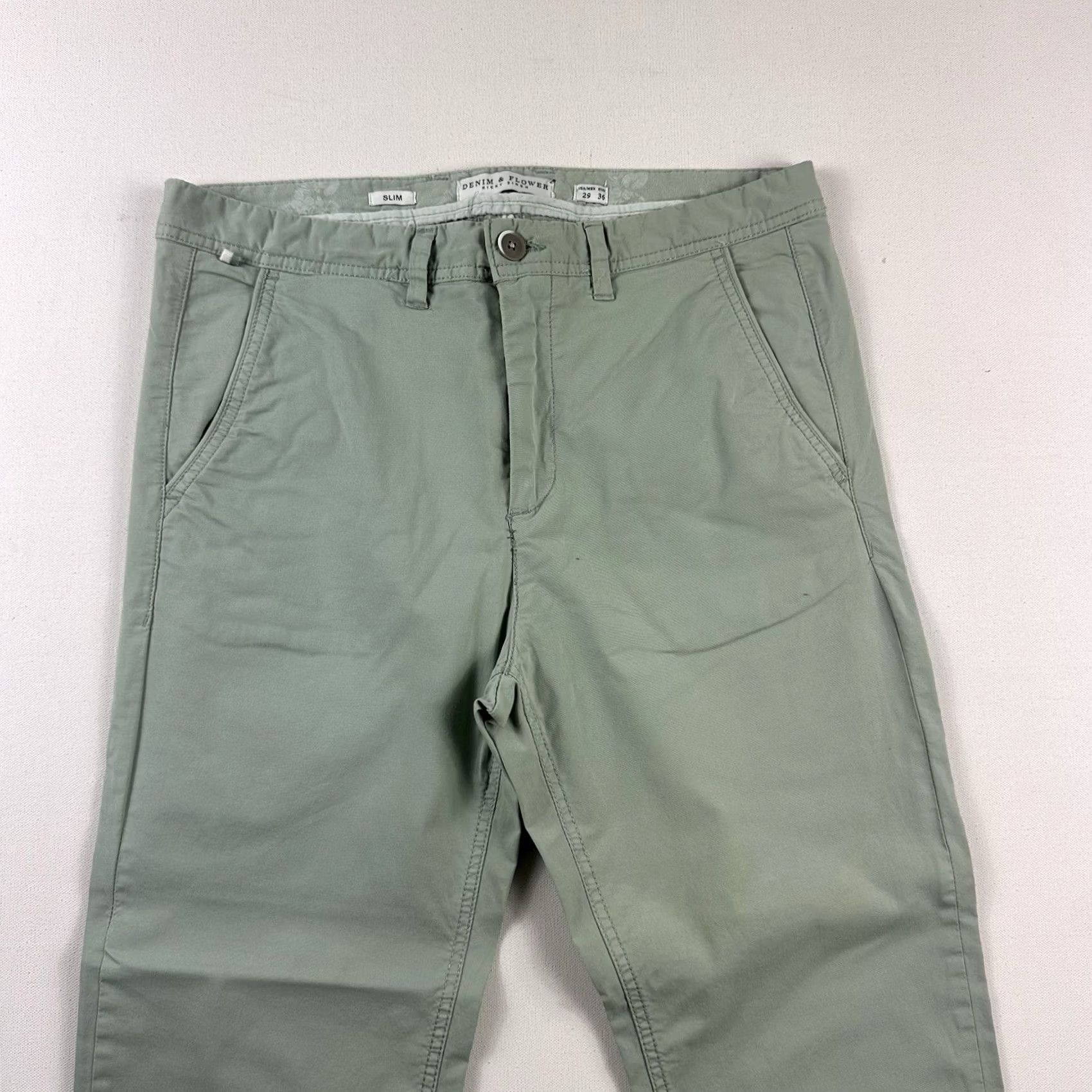 Denime Denim & Flower Ricky Singh Light Green Slim Chino Pants Mens 29 Size US 29 - 3 Thumbnail