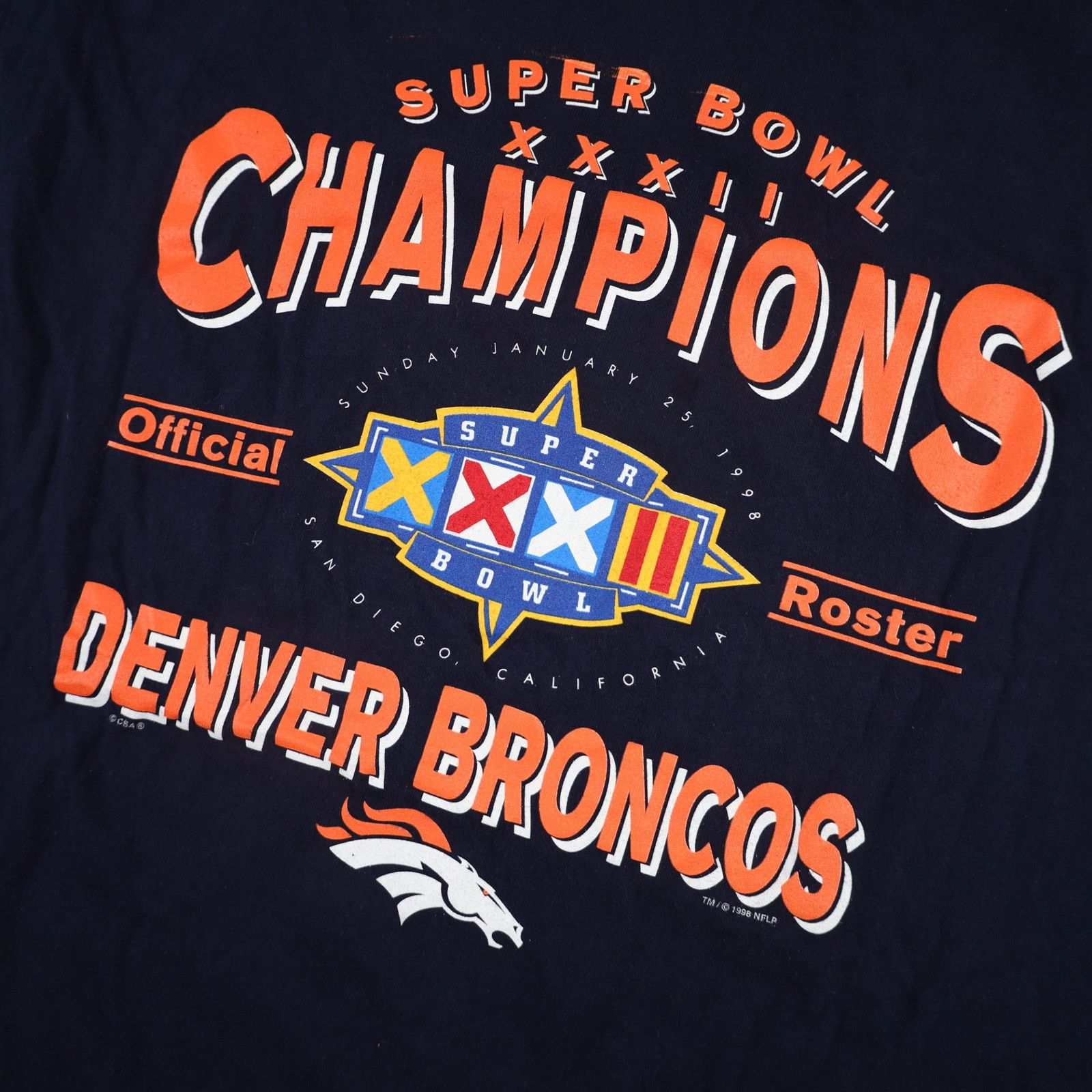 NFL × Vintage Vintage 90s Denver Broncos Champions Roster Graphic T Shirt Size US L / EU 52-54 / 3 - 4 Thumbnail