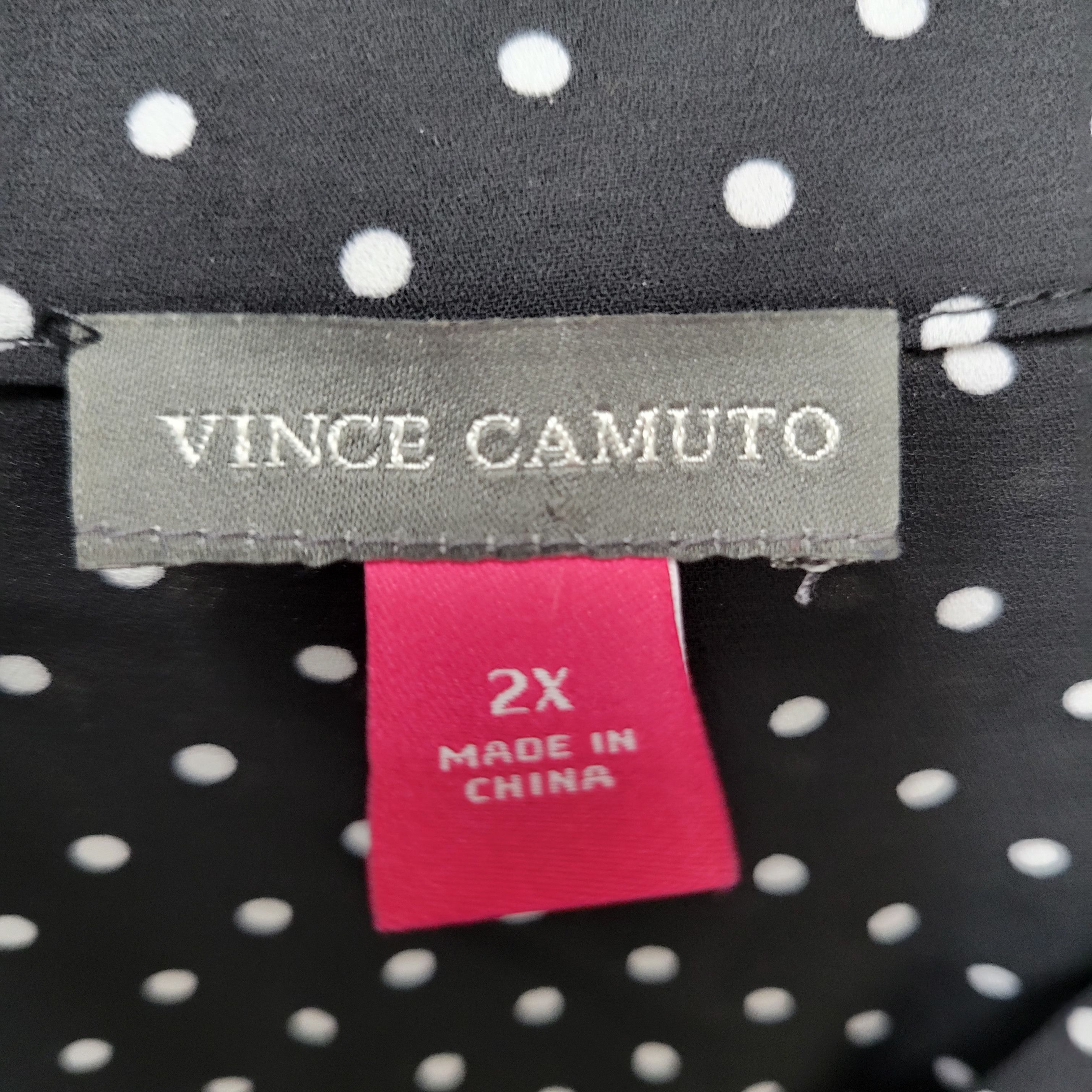 Vince Camuto Vince Camuto Vneck Polka-dot Long-Sleeves Top Blouse Size 2X Size XXL / US 16-18 / IT 52-54 - 7 Thumbnail