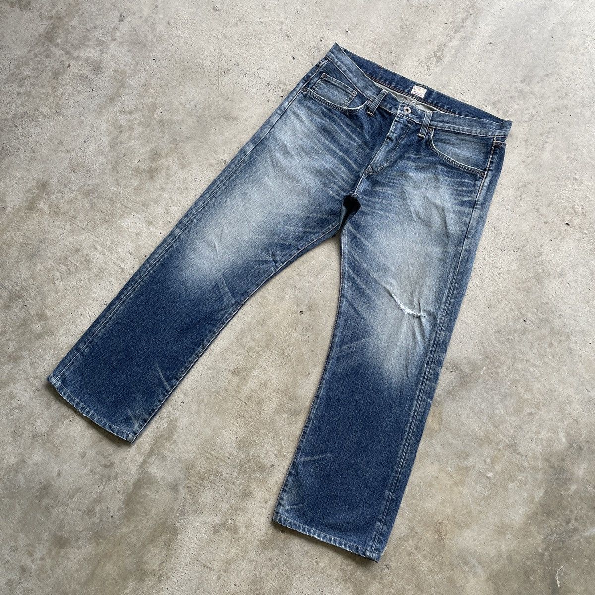 Japanese Brand Vintage Edwin Baggy Jeans Faded Denim Pants W37x30 Size US 37 - 2 Thumbnail