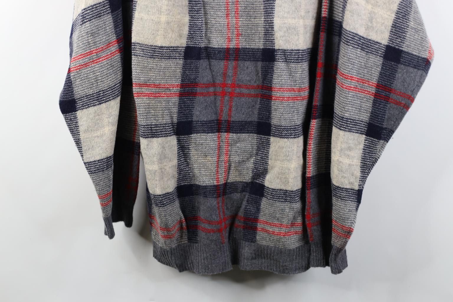 Nautica Vintage 90s Nautica Wool Knit V-Neck Sweater Checkered Plaid Size US XL / EU 56 / 4 - 3 Thumbnail