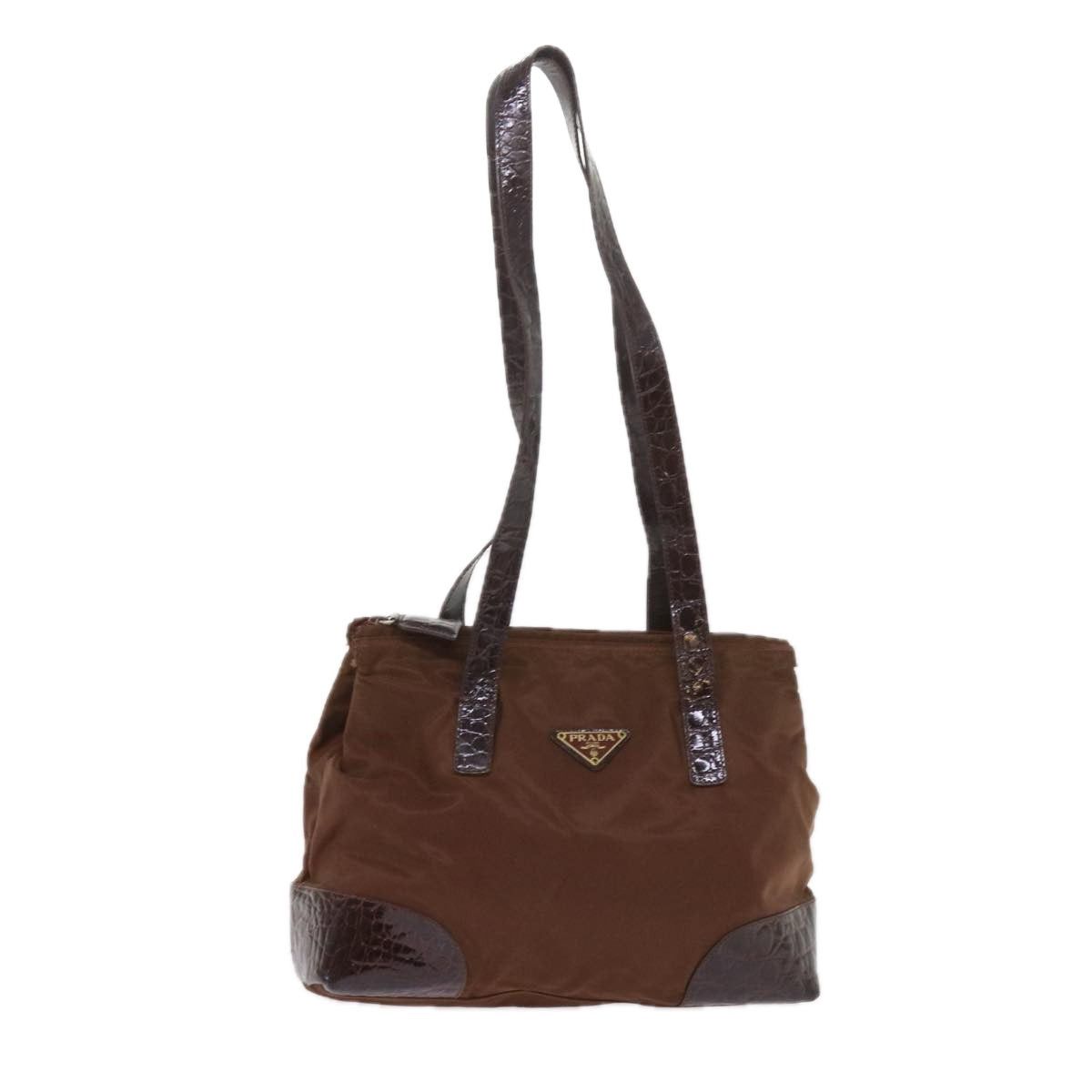 image of Prada Tessuto Shoulder Bag in Brown, Women's