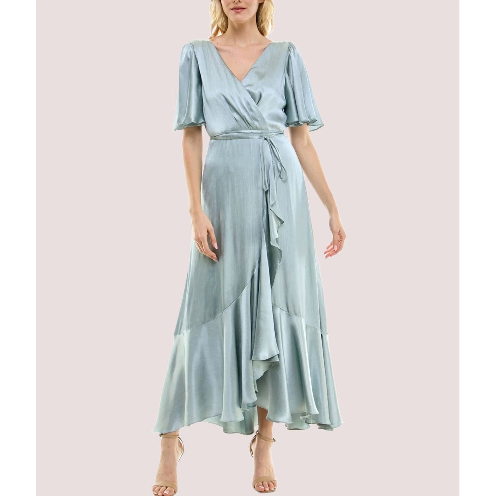 Vintage Taylor Womens Satin Tie-Waist Maxi Dress seafoam Size 12 Size XL / US 12-14 / IT 48-50 - 1 Thumbnail