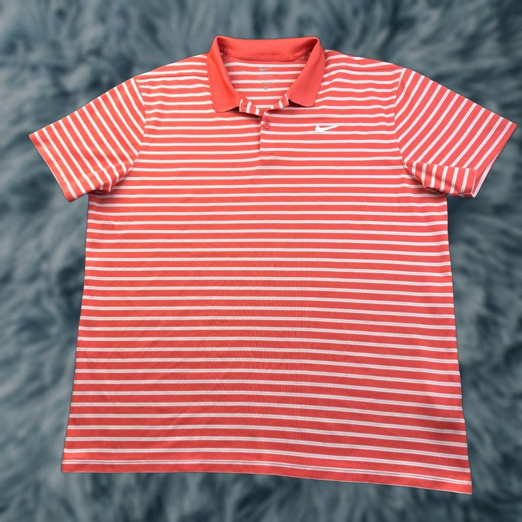 Nike nike polo shirt mens XL orange victory striped dri fit golf Size US XL / EU 56 / 4 - 1 Thumbnail