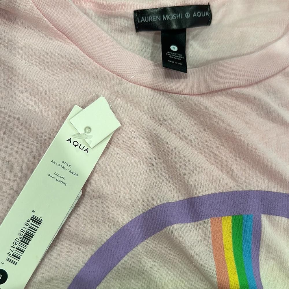Designer Lauren Moshi x Aqua Pink Ombré Tee Lightning Bolt Small Size S / US 4 / IT 40 - 3 Thumbnail