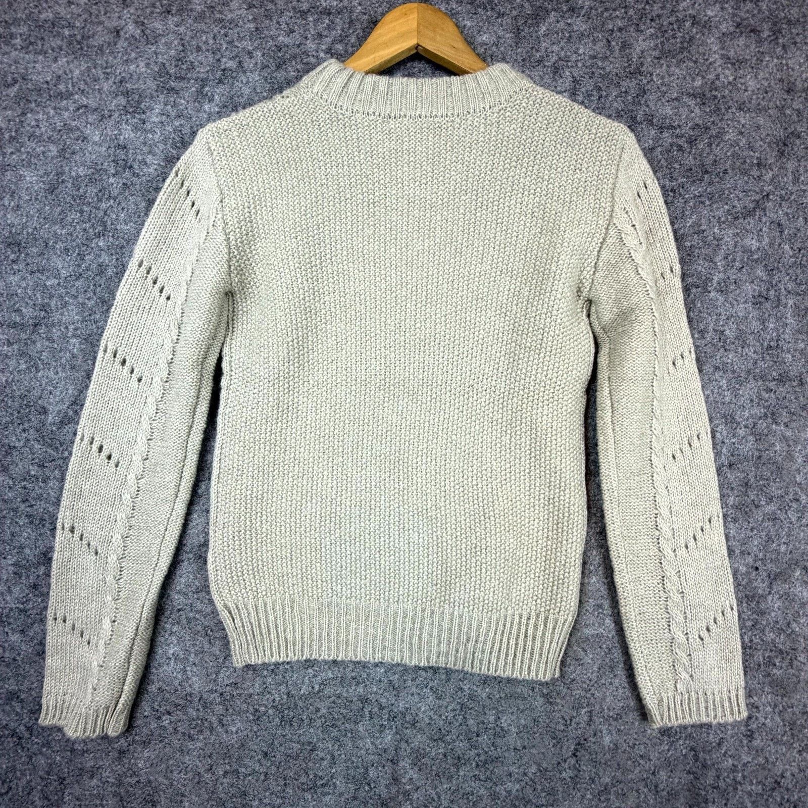 English Factory English Factory Fuzzy Knit Sweater XS Heather Gray Eyelet Size XS / US 0-2 / IT 36-38 - 2 Thumbnail