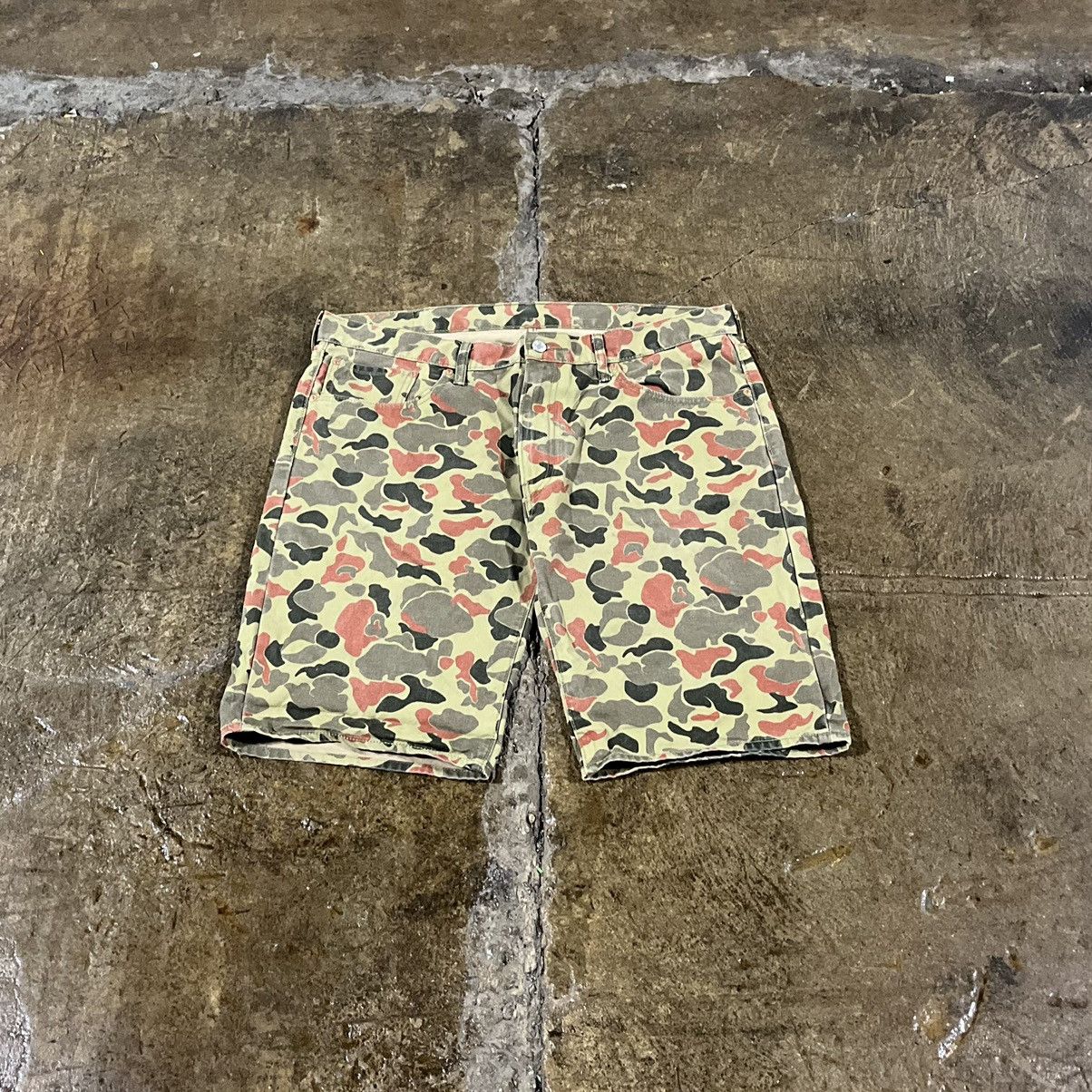 Levi's Crazy Levi's 504 Camo Shorts Grunge Baggy Y2K Size 40 Size US 40 / EU 56 - 2 Thumbnail