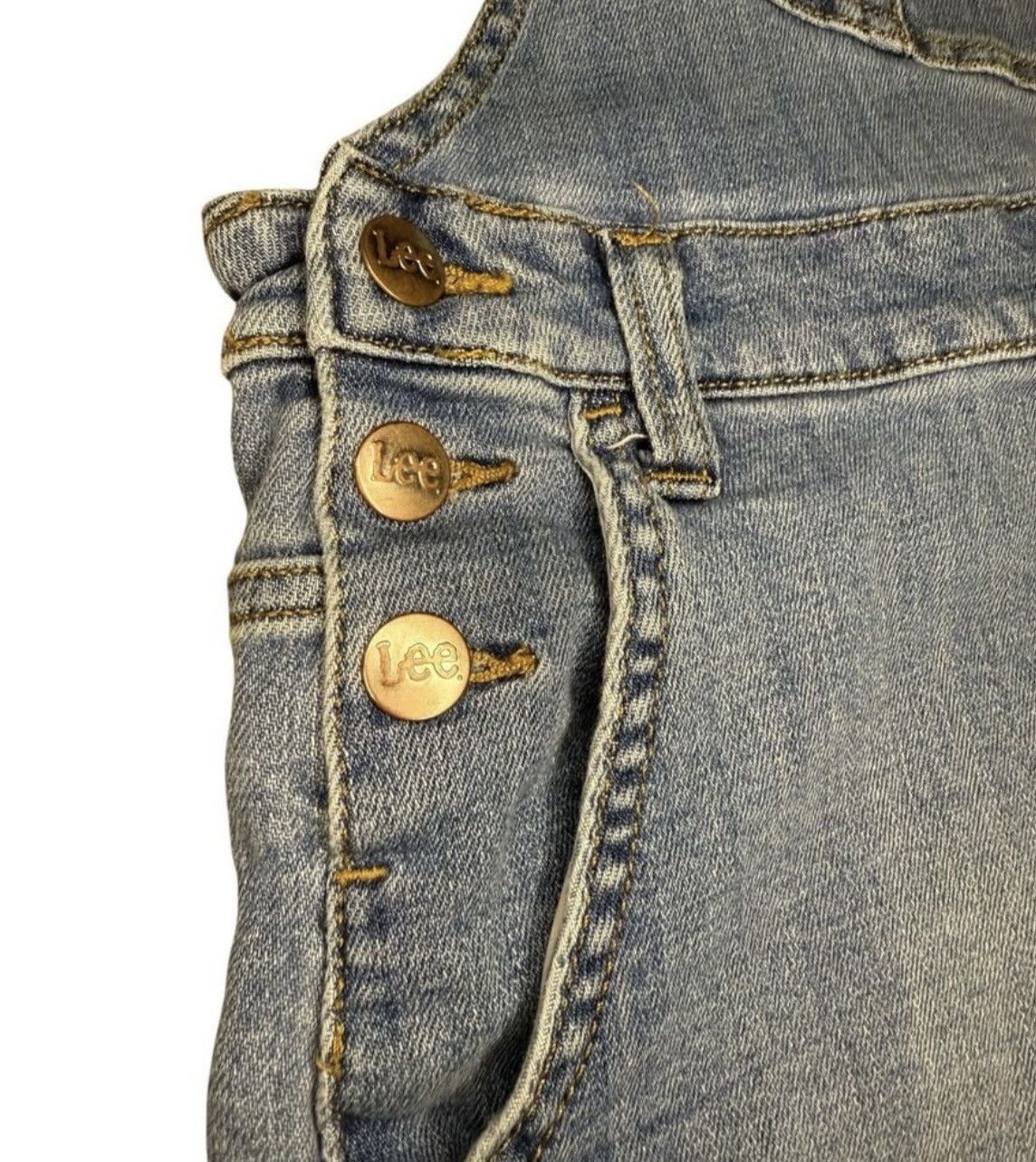 Lee Vtg Lee Women’s Medium Denim Overall Shorts Relaxed 90s Size 34" / US 12 / IT 48 - 2 Thumbnail