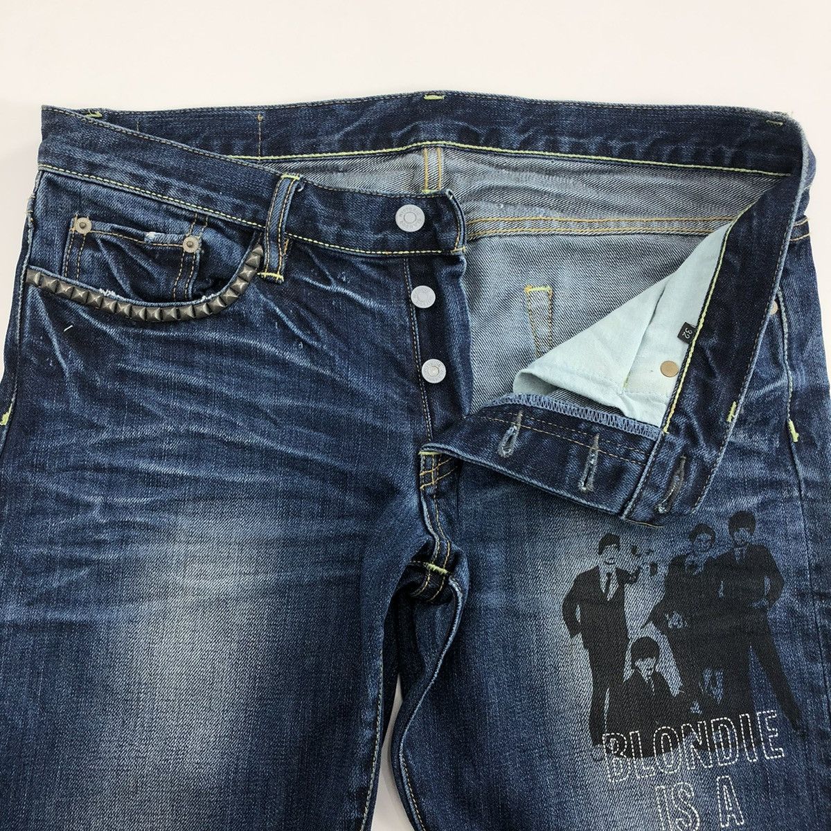 Hysteric Glamour × Japanese Brand × Yohji Yamamoto Vtg Hysteric Glamour “Blondie Is A Group!” Faded Denim Pants Size US 32 / EU 48 - 4 Thumbnail