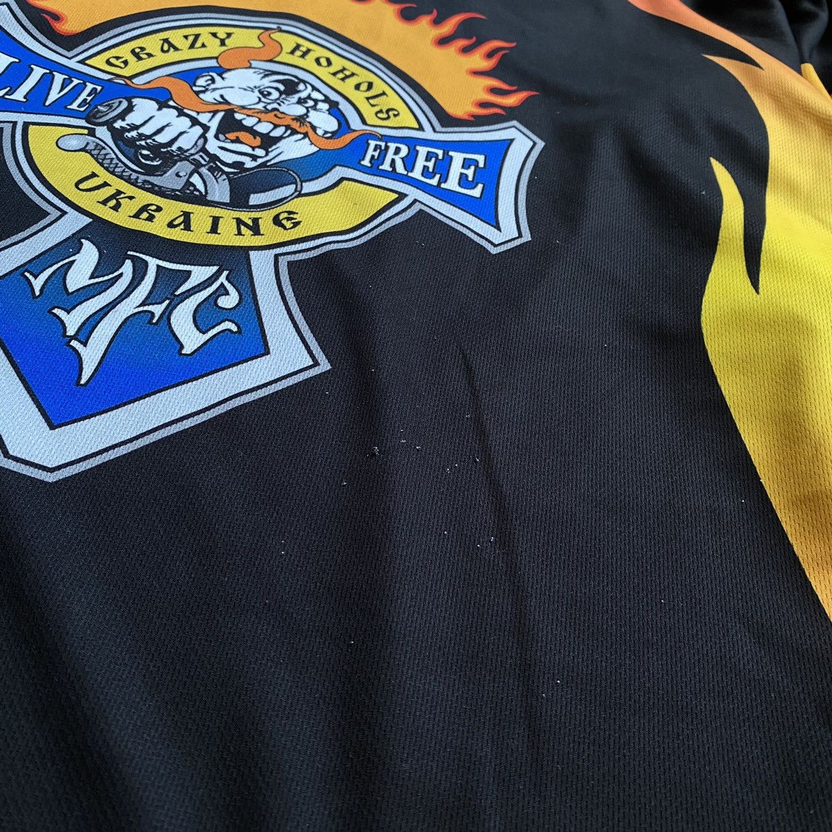 Harley Davidson AMAZING CRAZY HOHOLS UKRAINE MOTO CLUB FIRE JERSEY Size US XL / EU 56 / 4 - 7 Thumbnail