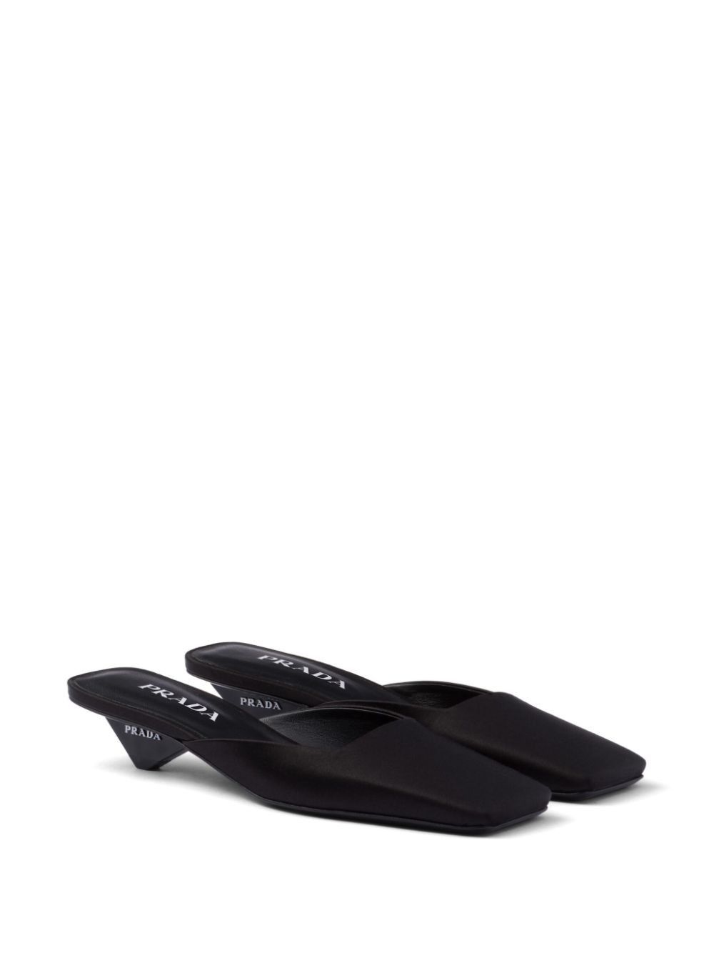 Prada $1.4K VALUE Prada Satin Square Toe Mule Sandals in black Size US 7 / IT 37 - 1 Thumbnail