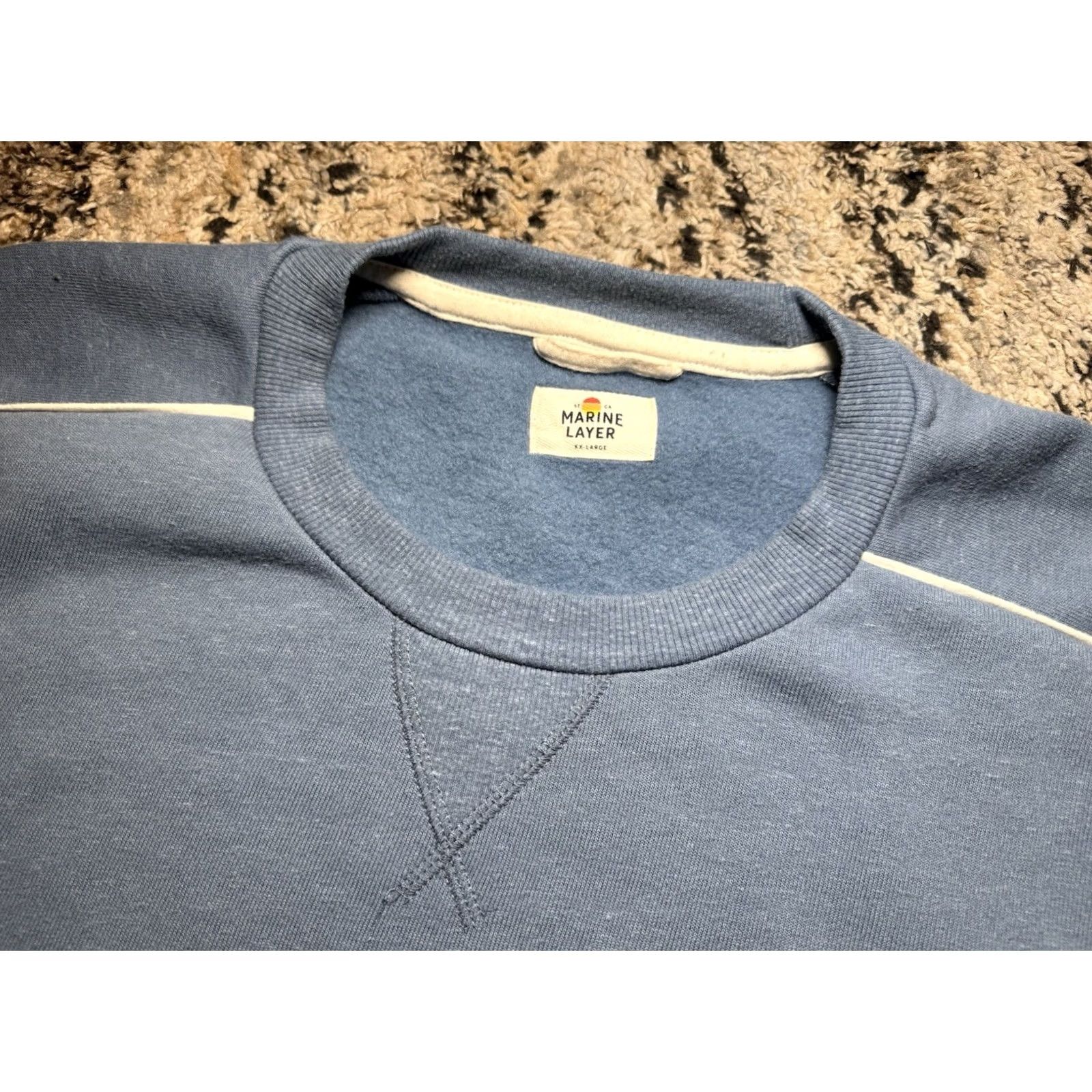 Marine Layer Marine Layer Sweatshirt Mens 2XL Blue Sunset Stripe Rainbow Colorblock Size US XXL / EU 58 / 5 - 2 Thumbnail