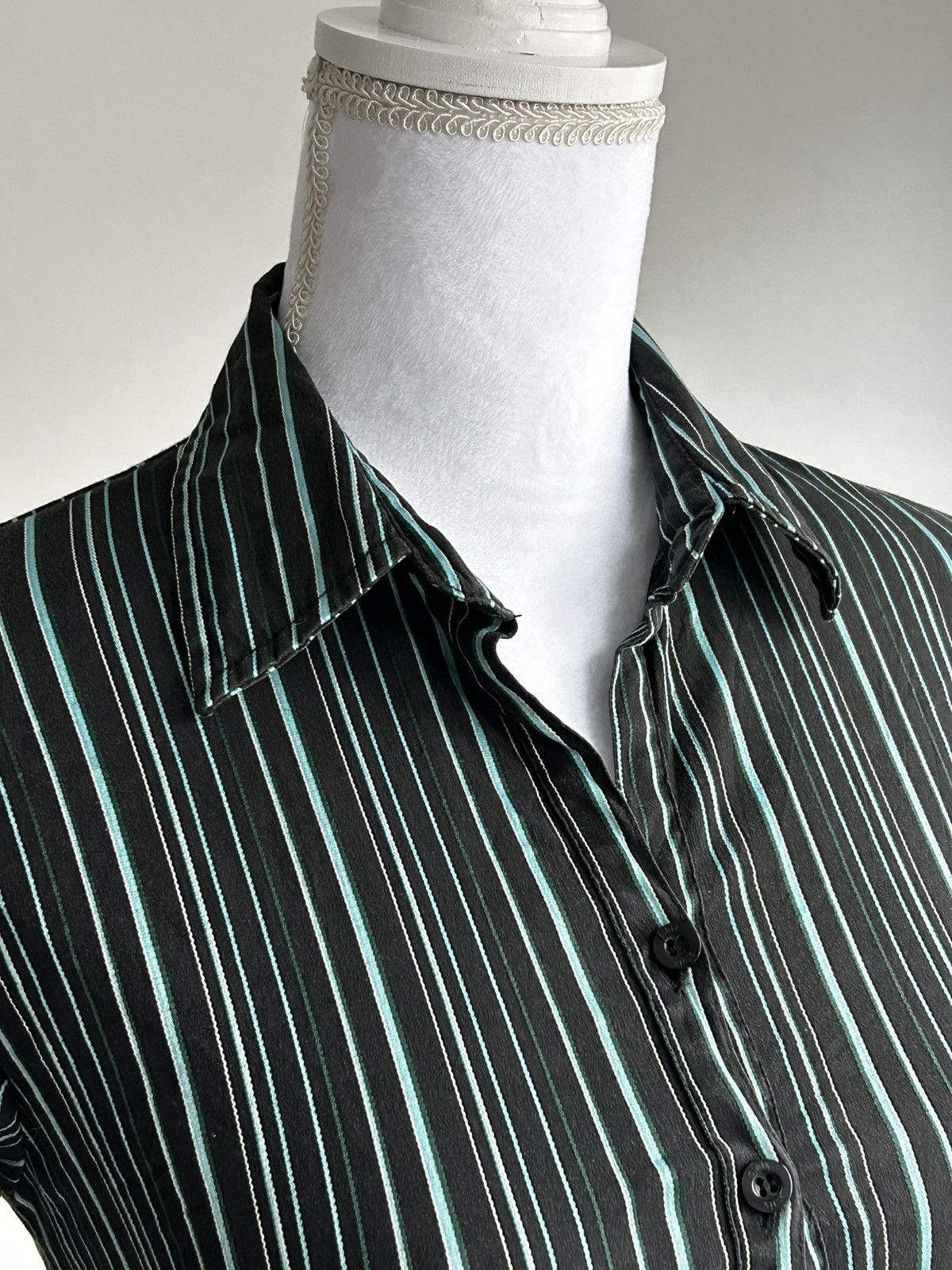 Vintage Vintage Saix 2000s Navy Blue Striped Shirt Size S / US 4 / IT 40 - 11 Thumbnail