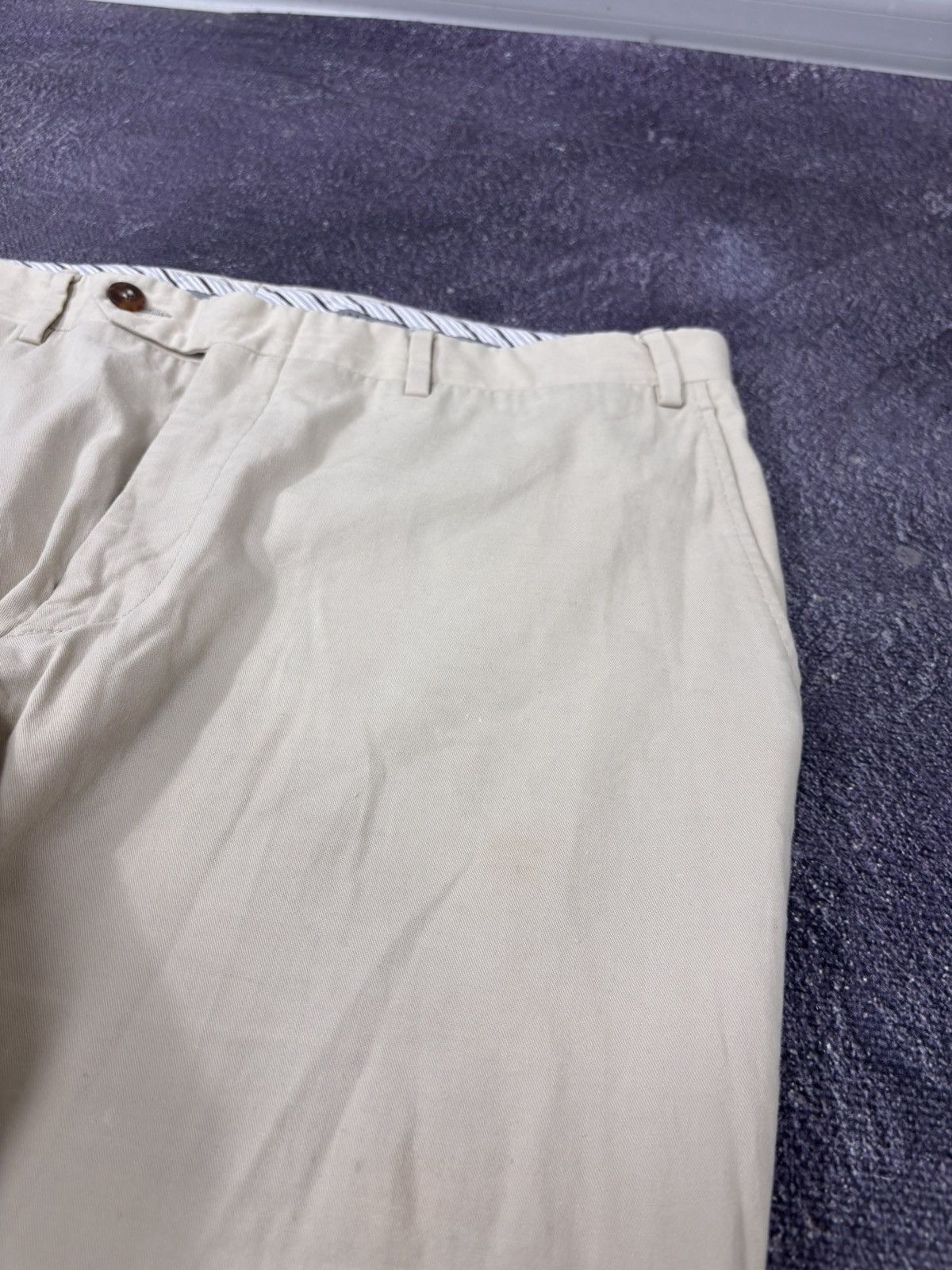 Canali Canali Men’s Ivory Cream Cotton Linen Stretch Chino Pants Size US 34 / EU 50 - 7 Thumbnail