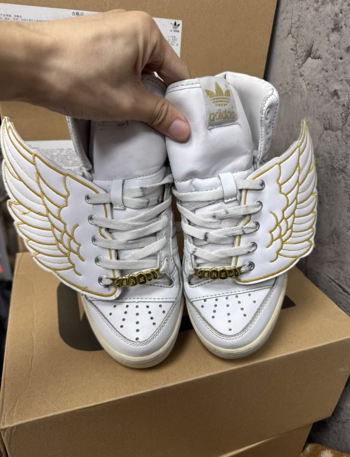 Adidas Adidas Jeremy Scott Wings, White & Gold K37 Size US 6 / IT 36 - 5 Thumbnail