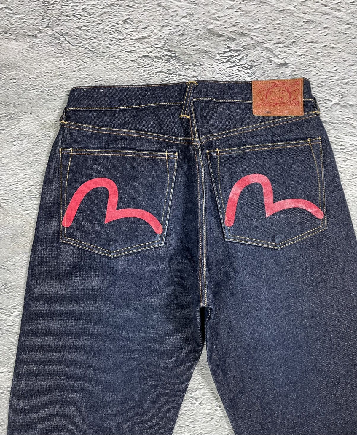Evisu Evisu jeans red logo selvedge navy denim vintage Size US 33 - 2 Thumbnail