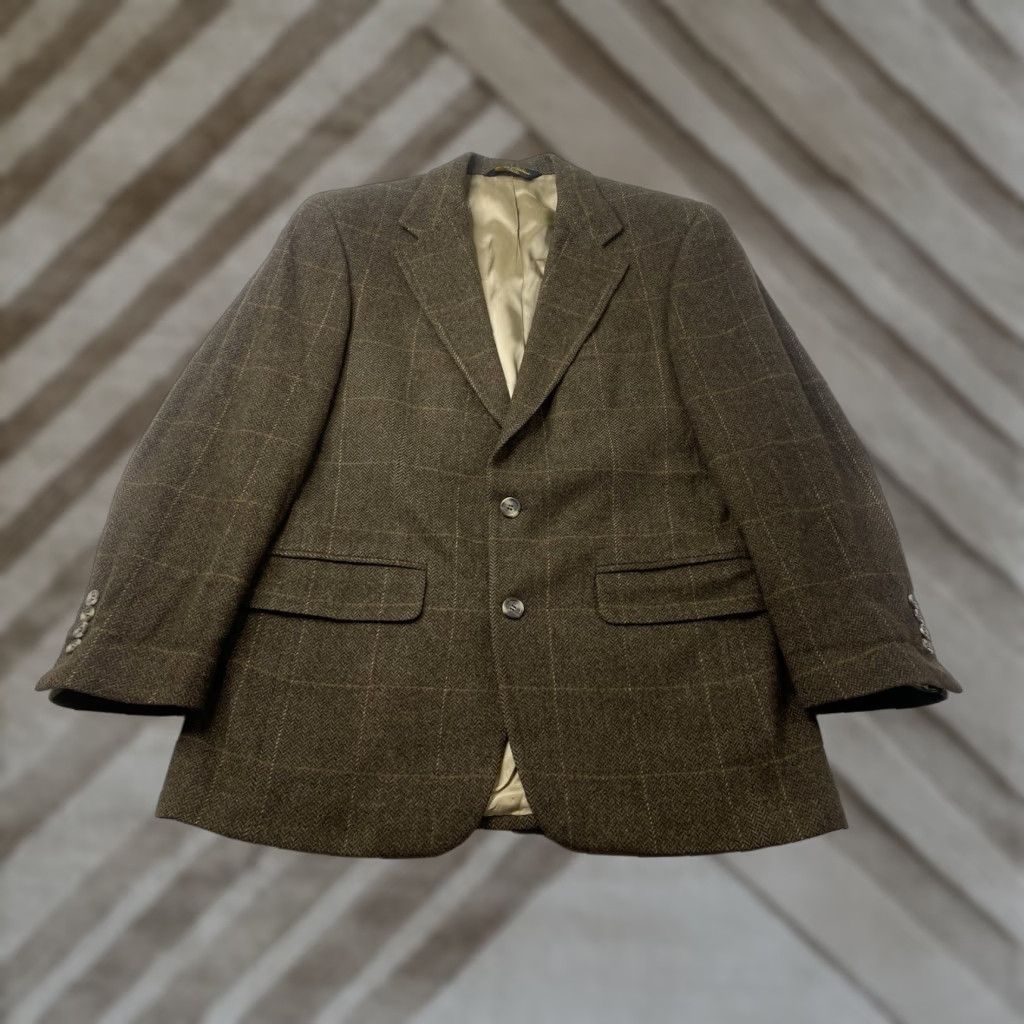 Brooks Brothers Brooks Brothers Blazer Mens 37S Brown Camel Hair Herringbone Check Jacket Coat Size 36R - 1 Thumbnail