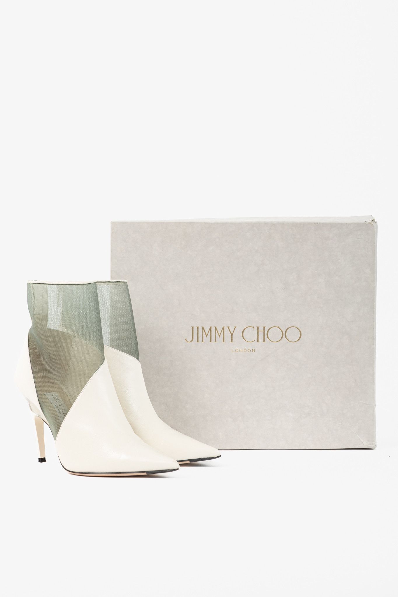 Jimmy Choo Jimmy Choo Sioux 100 Latte Nappa & Mint Mesh Ankle Boots Size US 7 / IT 37 - 12 Thumbnail