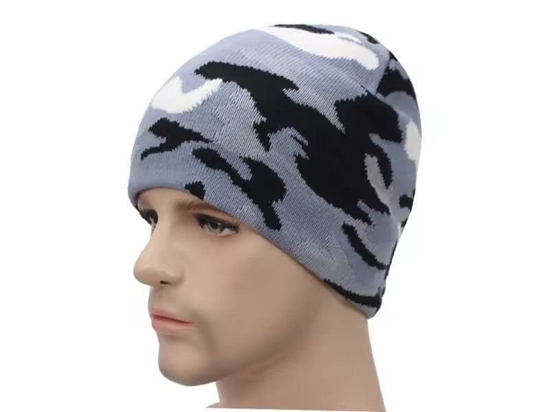 Japanese Brand Camouflage Knitted Elastic Beanie Hat Size ONE SIZE - 1 Thumbnail