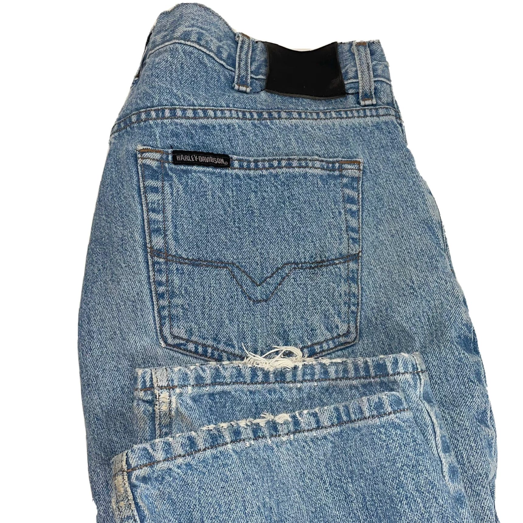 Harley Davidson Harley-Davidson Jeans Men 36x31 Blue Denim Straight Leg 5-Pocket Bootcut Distressed Logo Belt Loops Leather/Metal Accents Motorcycle Biker Size US 36 / EU 52 - 2 Thumbnail
