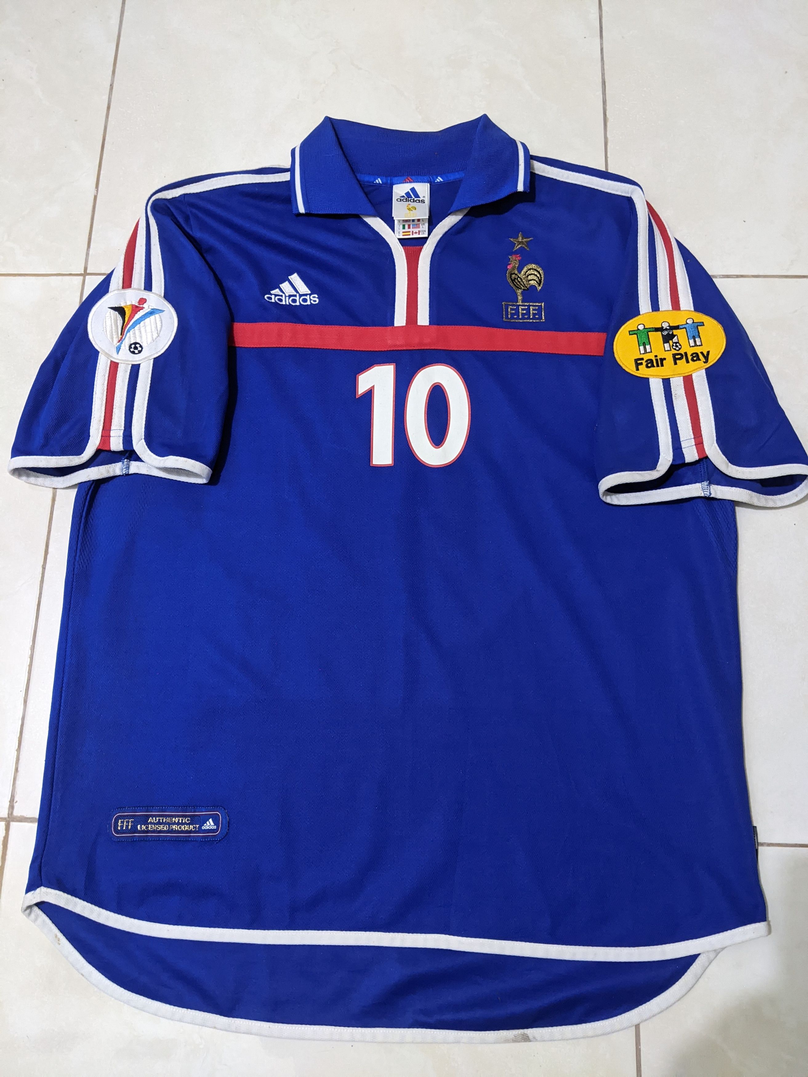 Adidas France euro 2000 home Zidane Jersey football shirt Size US L / EU 52-54 / 3 - 1 Thumbnail