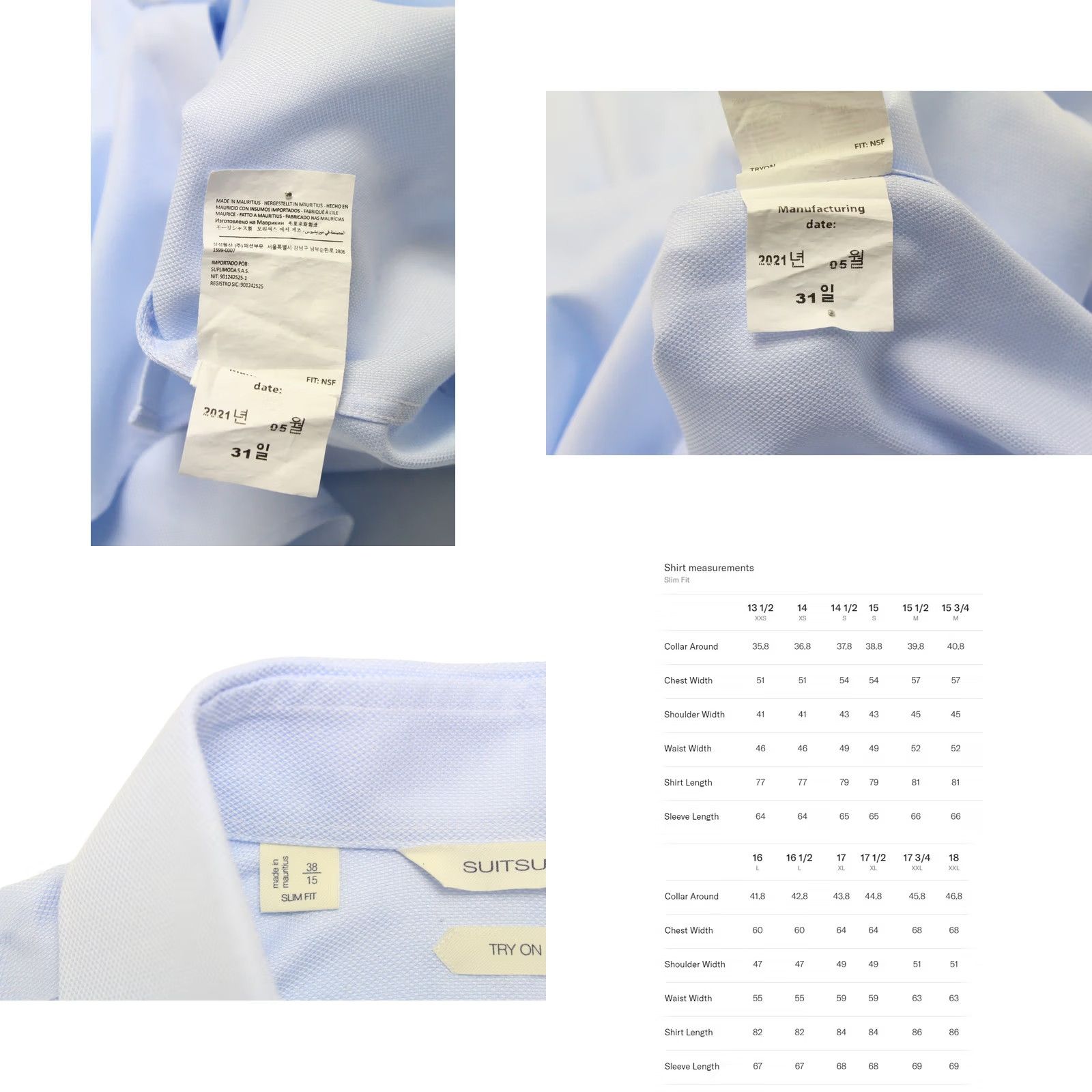 Suitsupply Suitsupply Slim Fit Formal Shirt Men's 38 / 15 Button Up Cutaway Blue Striped No Pattern Dress Shirt Button-Up Casual Everyday Mens Size 38R - 8 Thumbnail