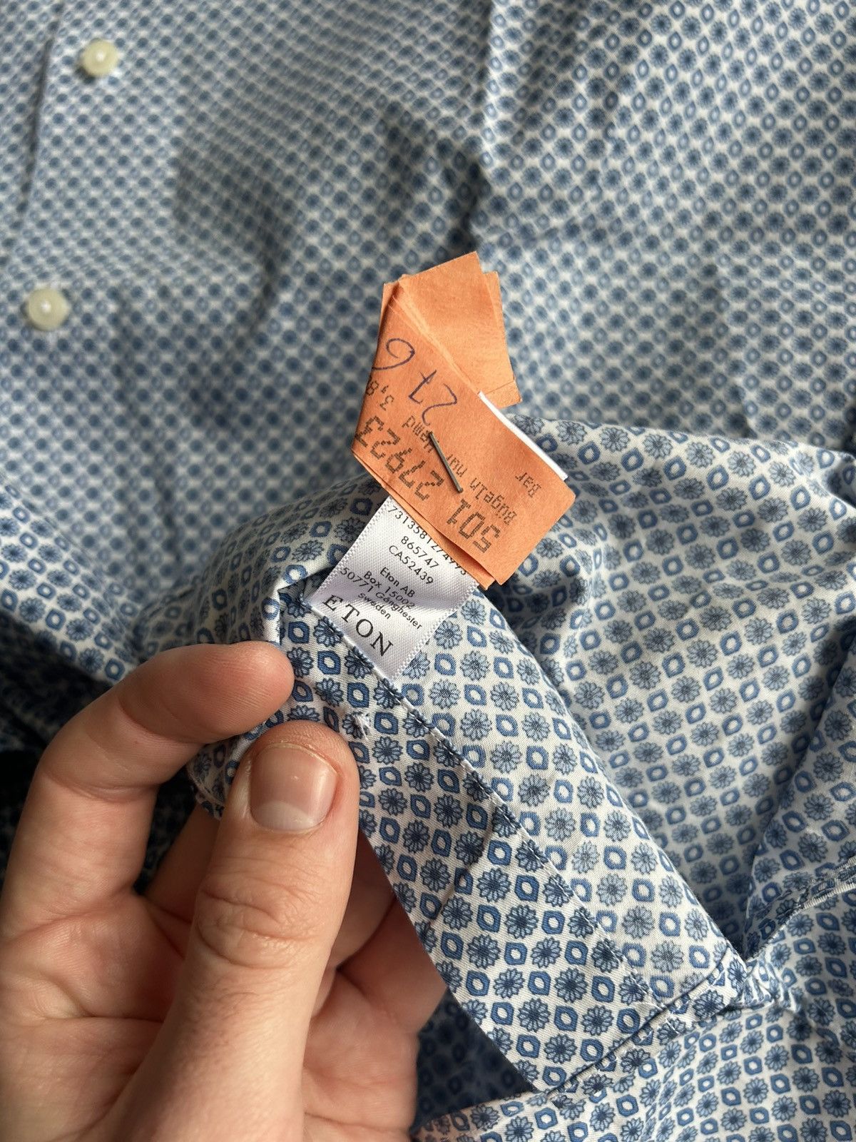 Eton Eton Floral Pattern Formal Shirt Solid Style Luxury Size L Size US L / EU 52-54 / 3 - 10 Thumbnail