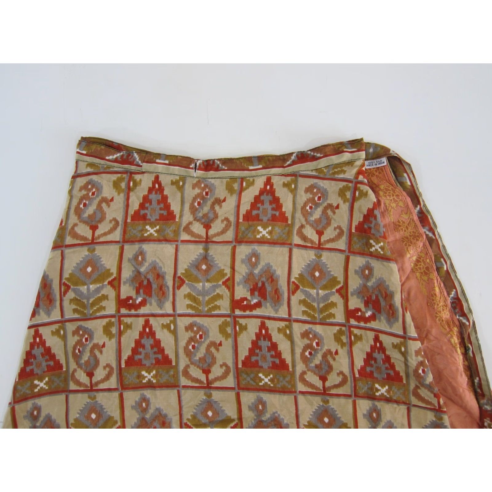 Pinko VINTAGE India Silk Pink Floral Paisley Wrap Skirt OS Women Long Reversible 100% Silk Size 42" / US 20 - 3 Thumbnail