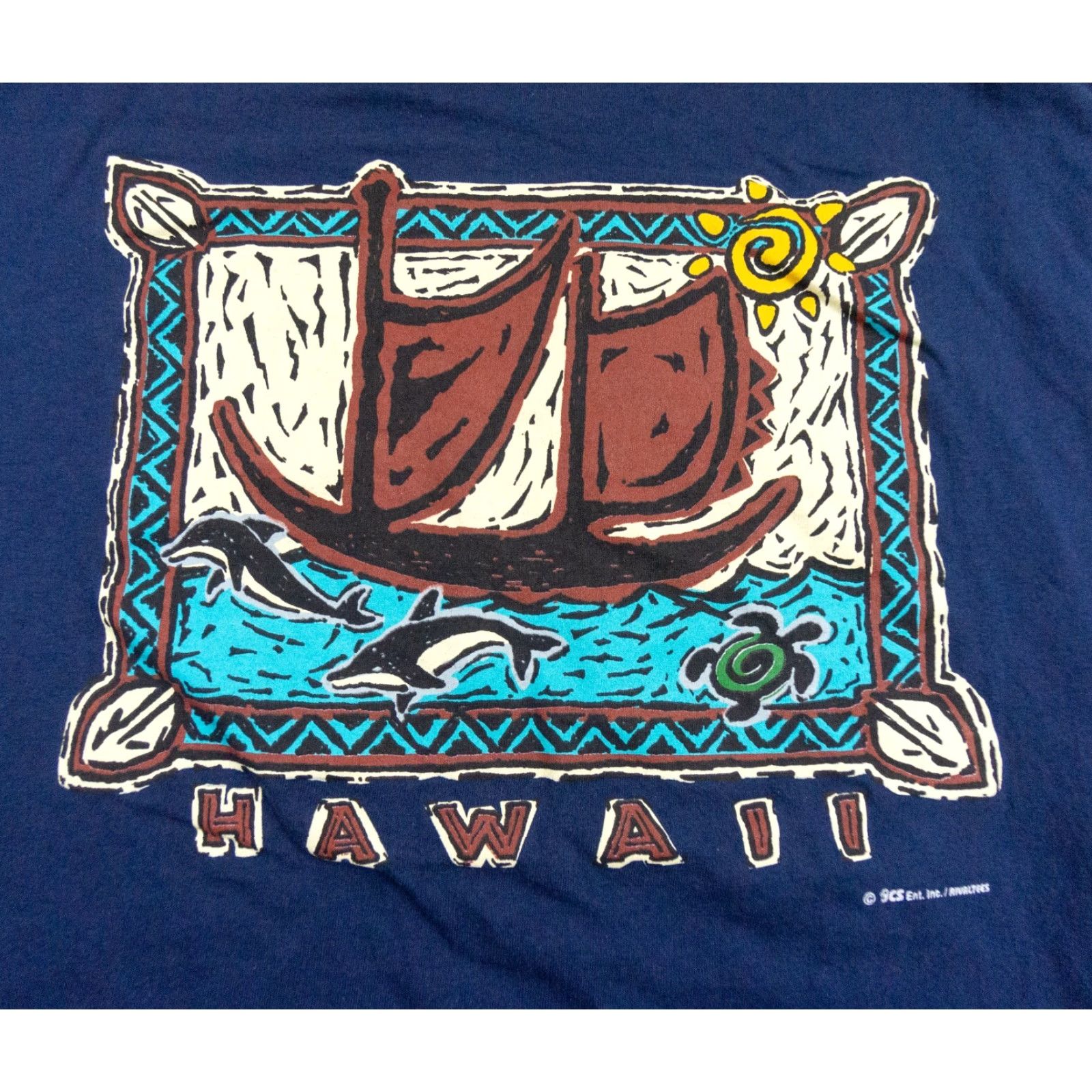 Hanes VINTAGE Hanes Hawaii Shirt Mens Large Blue 90s T-Shirt Crew Neck Short Sleeve Turtle Dolphin Logo 90s Mens Large Blue Hawaii Vintage Size US L / EU 52-54 / 3 - 2 Thumbnail