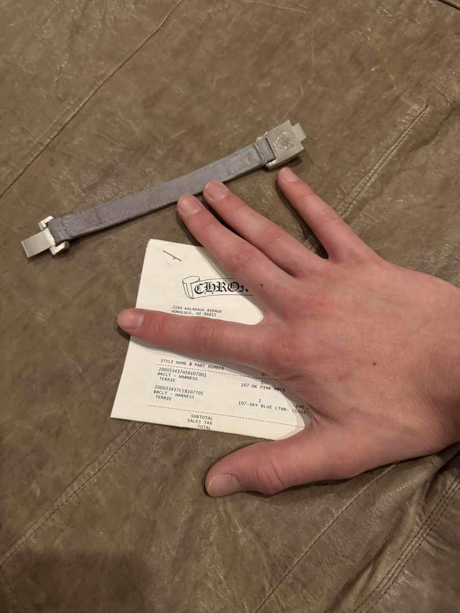 Chrome Hearts Chrome Hearts Blue Leather Rhodium Harness Clasp Bracelet Size ONE SIZE - 8 Thumbnail