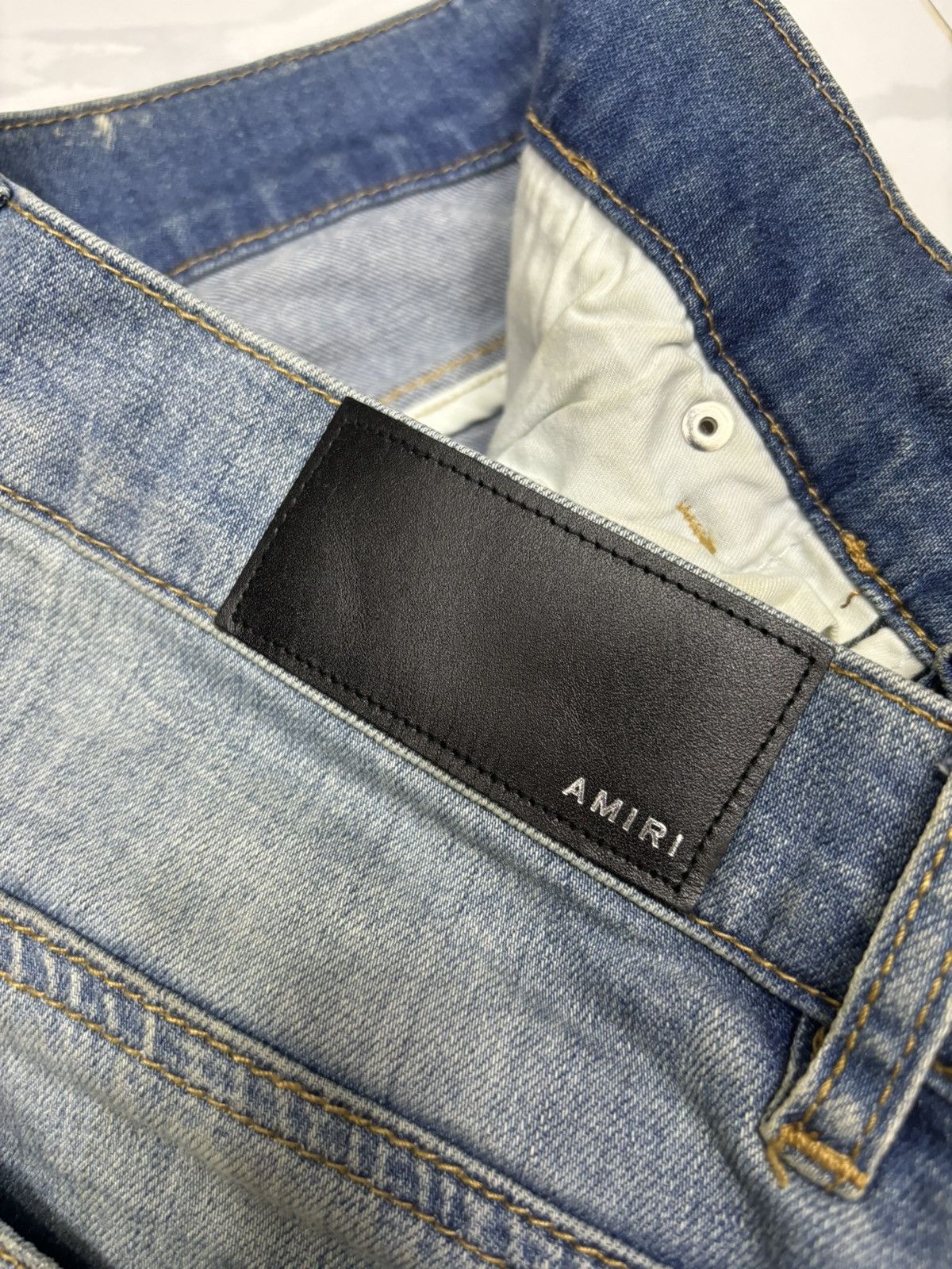 Amiri Amiri White Stripe Blue Denim Jeans Size US 32 / EU 48 - 12 Thumbnail