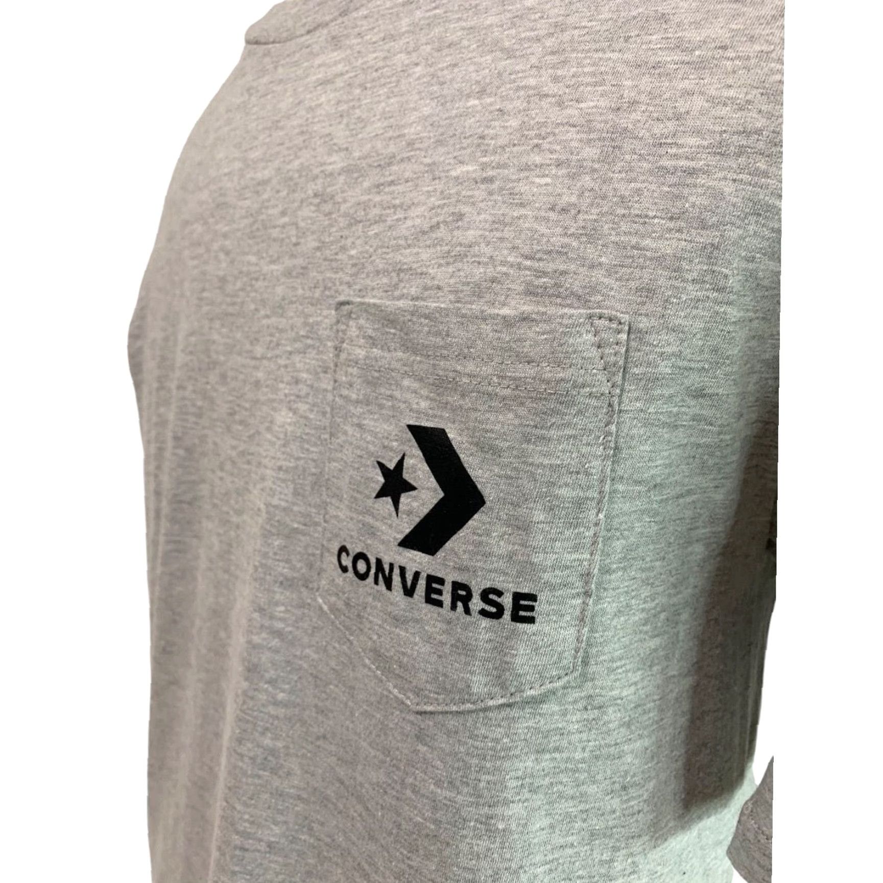 Converse Converse T-Shirt Small Mens Gray Heathered Single Pocket Standard Fit Shirt S Mens, Gray, Heathered, Pocket, Standard Fit Size US S / EU 44-46 / 1 - 3 Thumbnail
