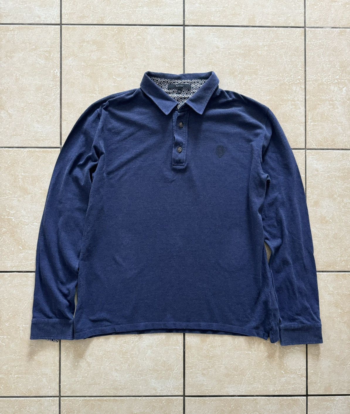 image of Vintage Gucci Polo Shirt in Navy, Men's (Size XL)