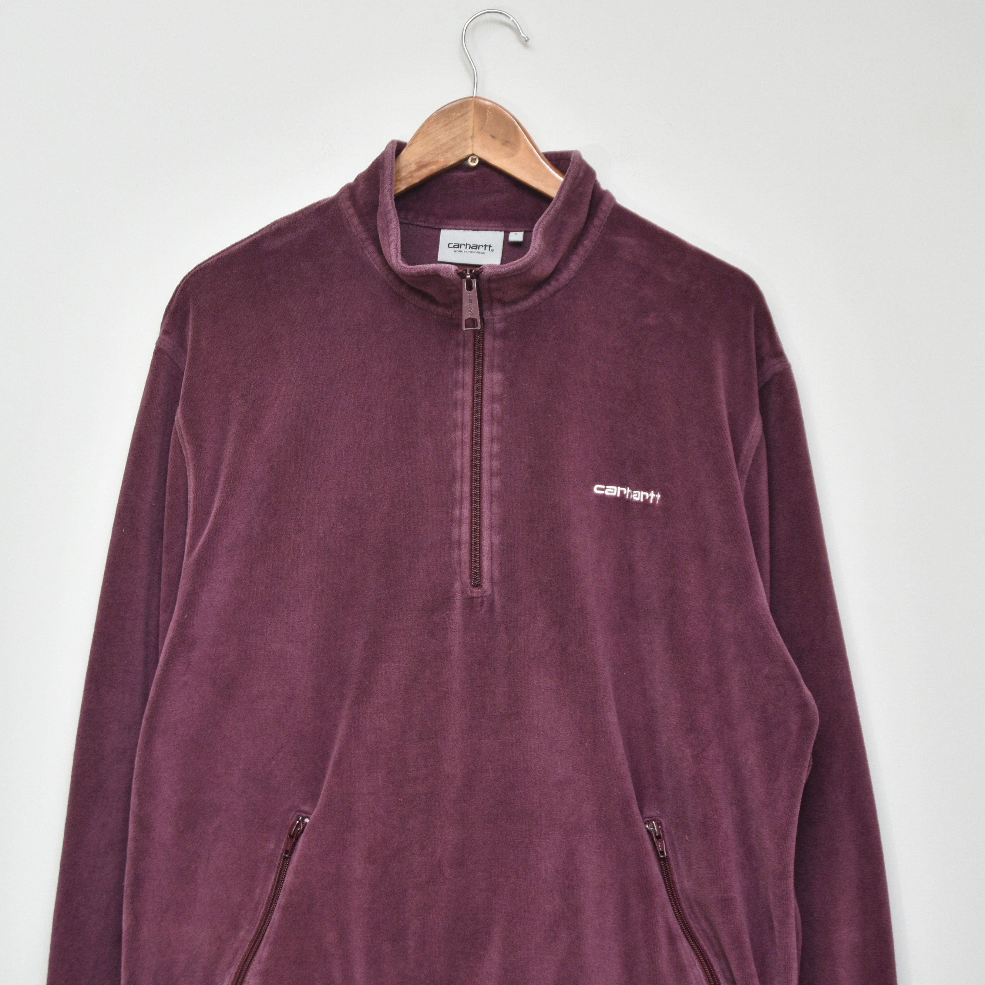 Carhartt Carhartt WIP Tila Pullover 1/4 Zip Velvet Velur Burgundy L Size US L / EU 52-54 / 3 - 3 Thumbnail