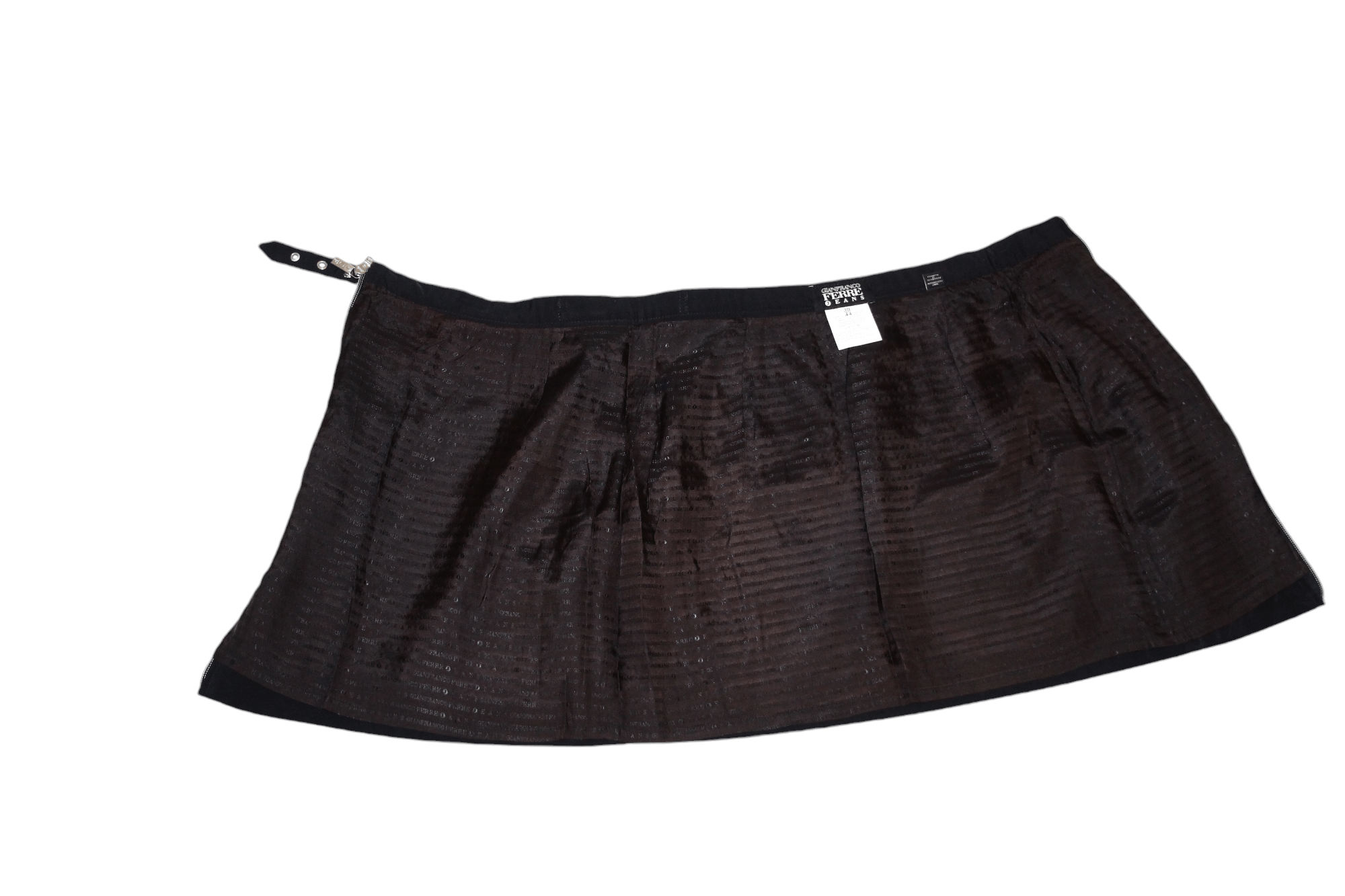 GF Ferre Vtg GF Ferre Jeans lined glossy black wrap zip mini skirt Size 29" - 11 Thumbnail