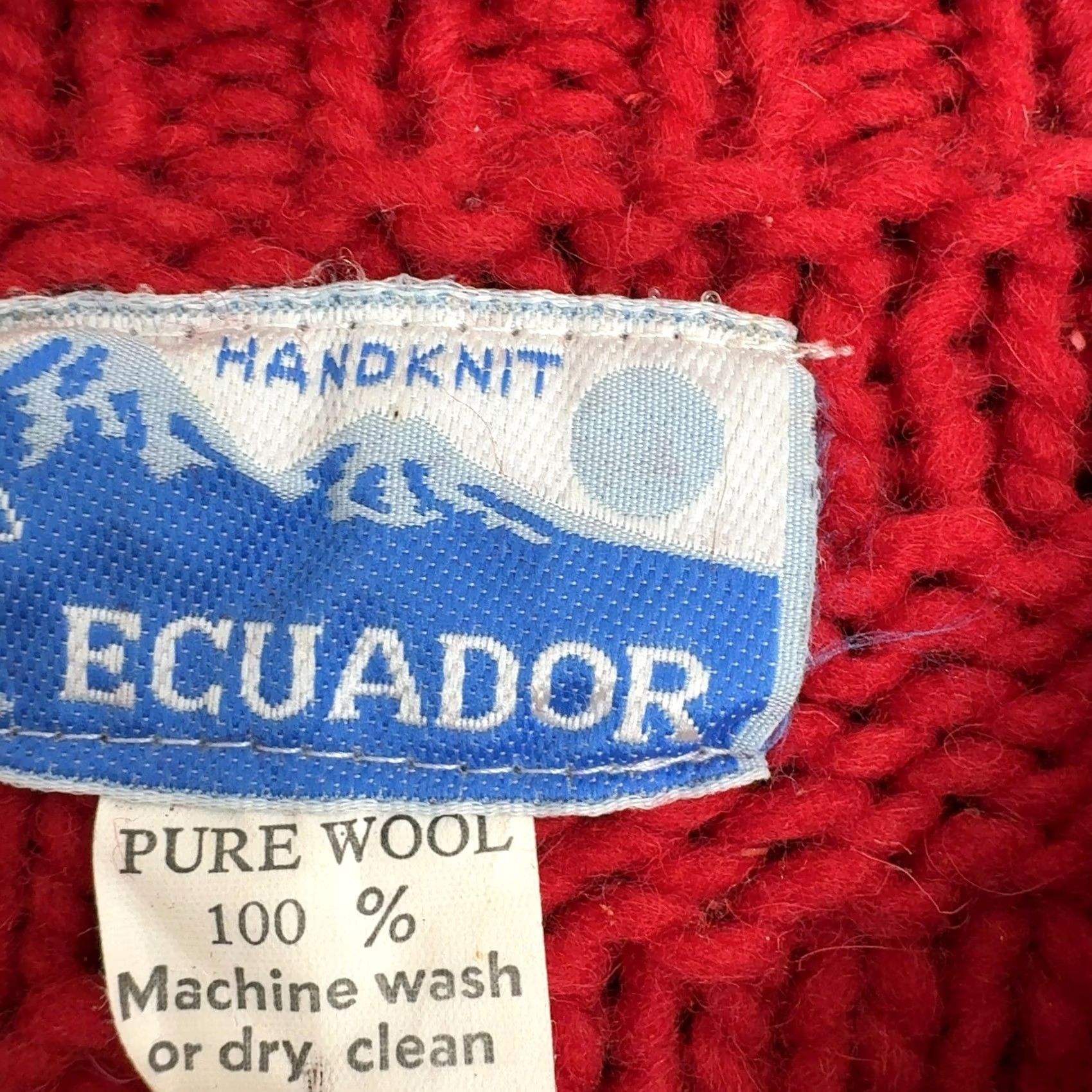 Vintage VINTAGE Handknit Sweater Mens L Red Wool Floral Geometric Chunky Boho Style Size US L / EU 52-54 / 3 - 6 Thumbnail